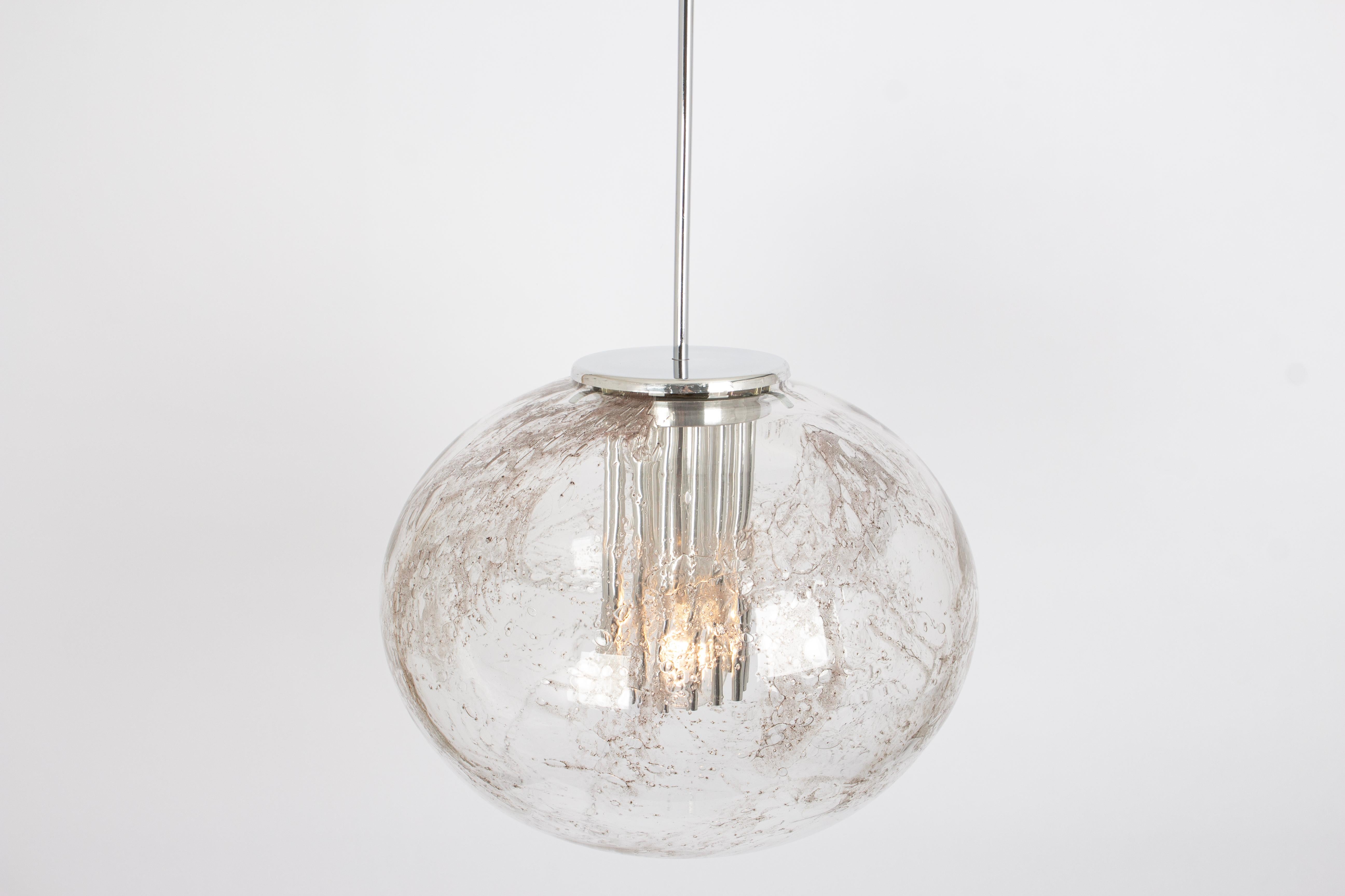 Rare Glass Ball Pendant Light by Doria, Germany, 1970s In Good Condition For Sale In Aachen, NRW