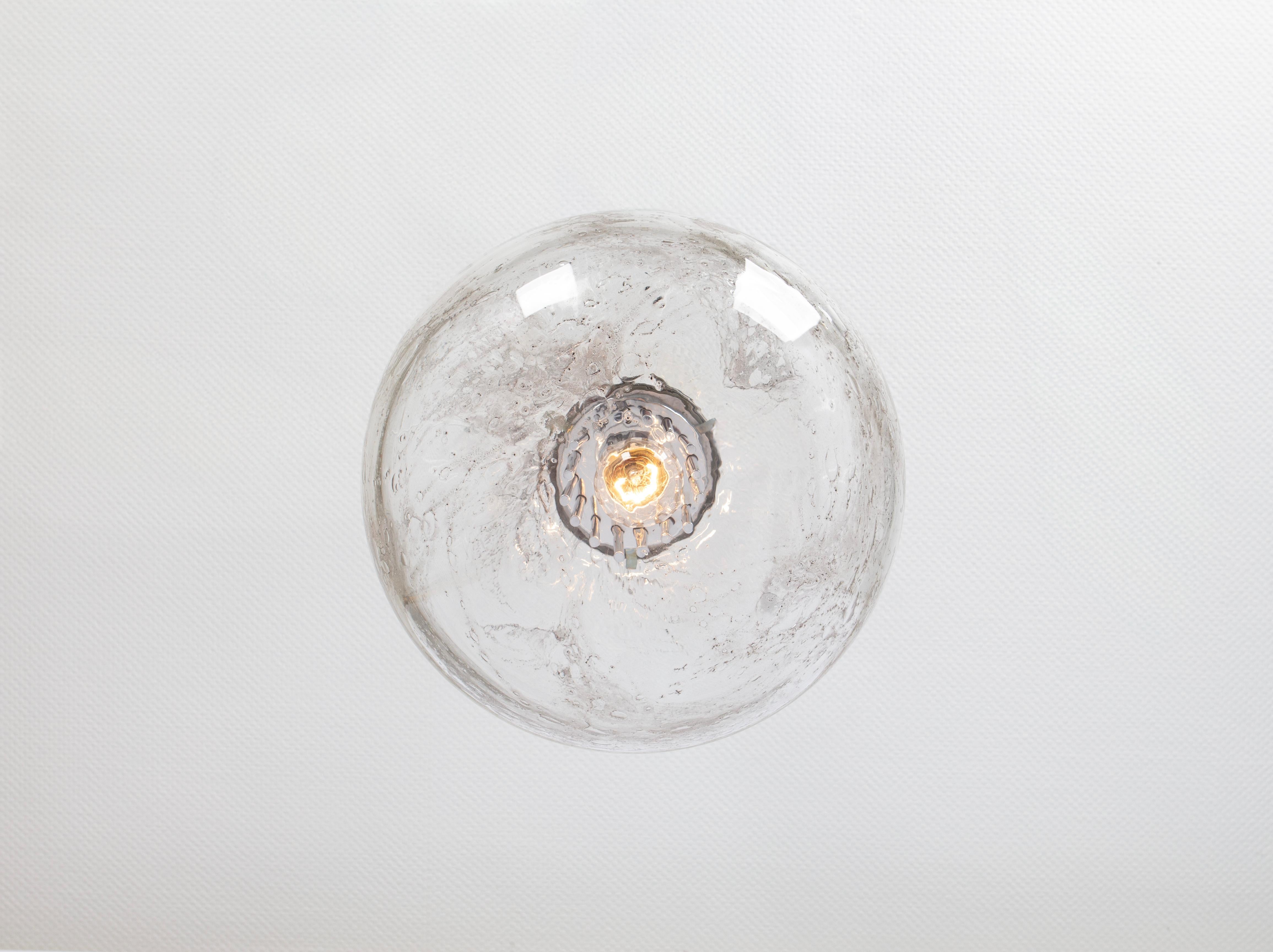 Late 20th Century Rare Glass Ball Pendant Light by Doria, Germany, 1970s For Sale