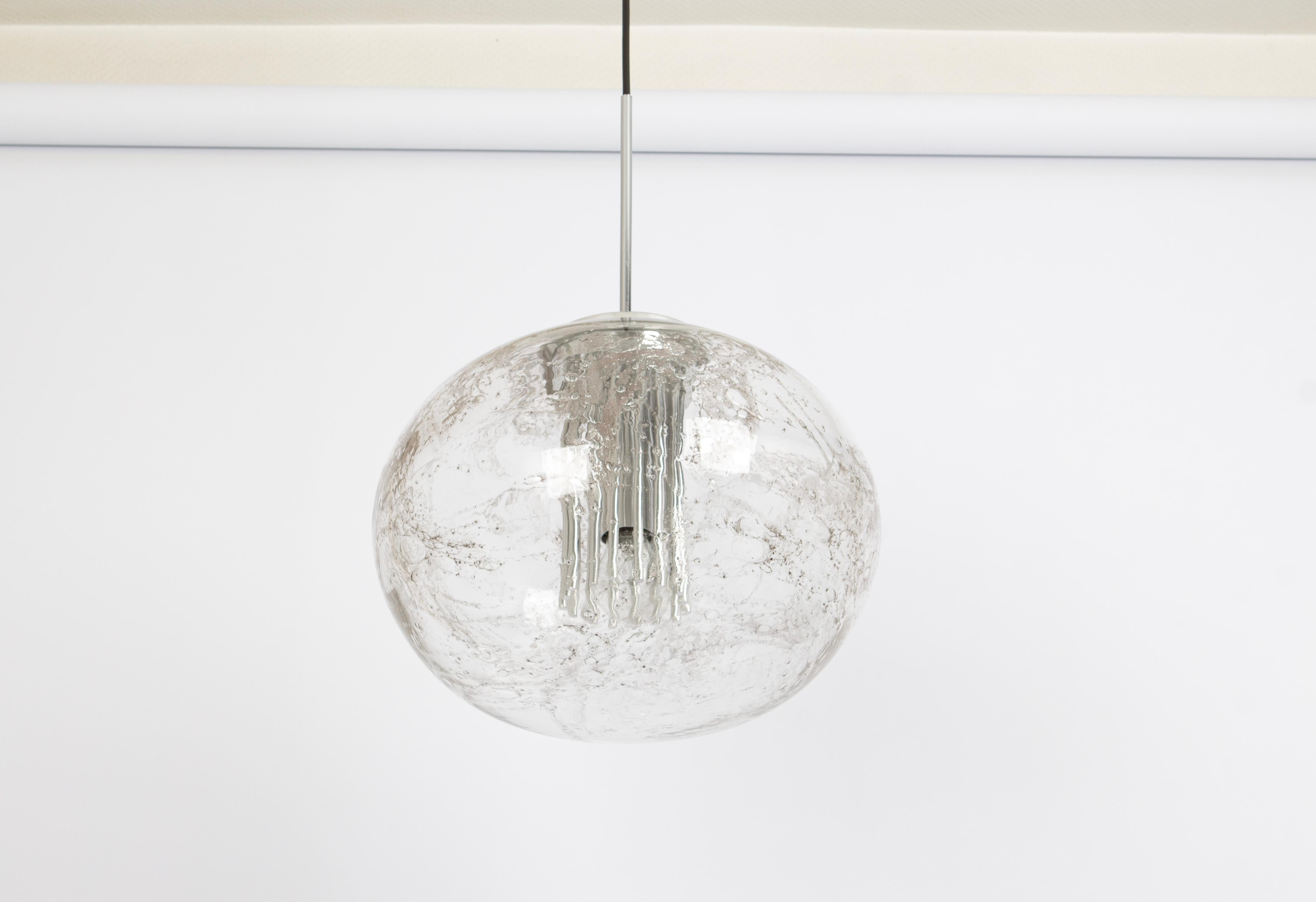 Rare Glass Ball Pendant Light by Doria, Germany, 1970s For Sale 2