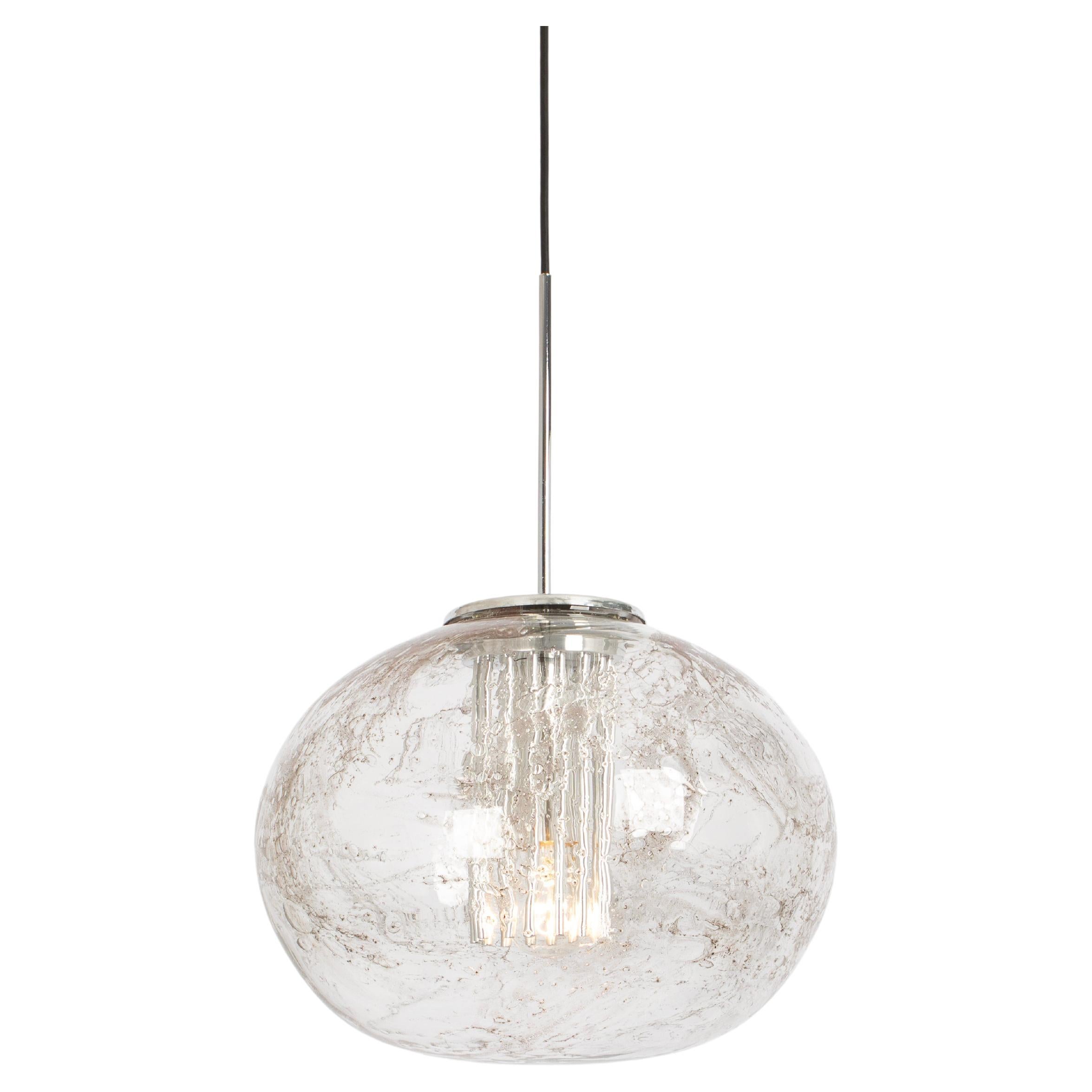 Rare Glass Ball Pendant Light by Doria, Germany, 1970s For Sale