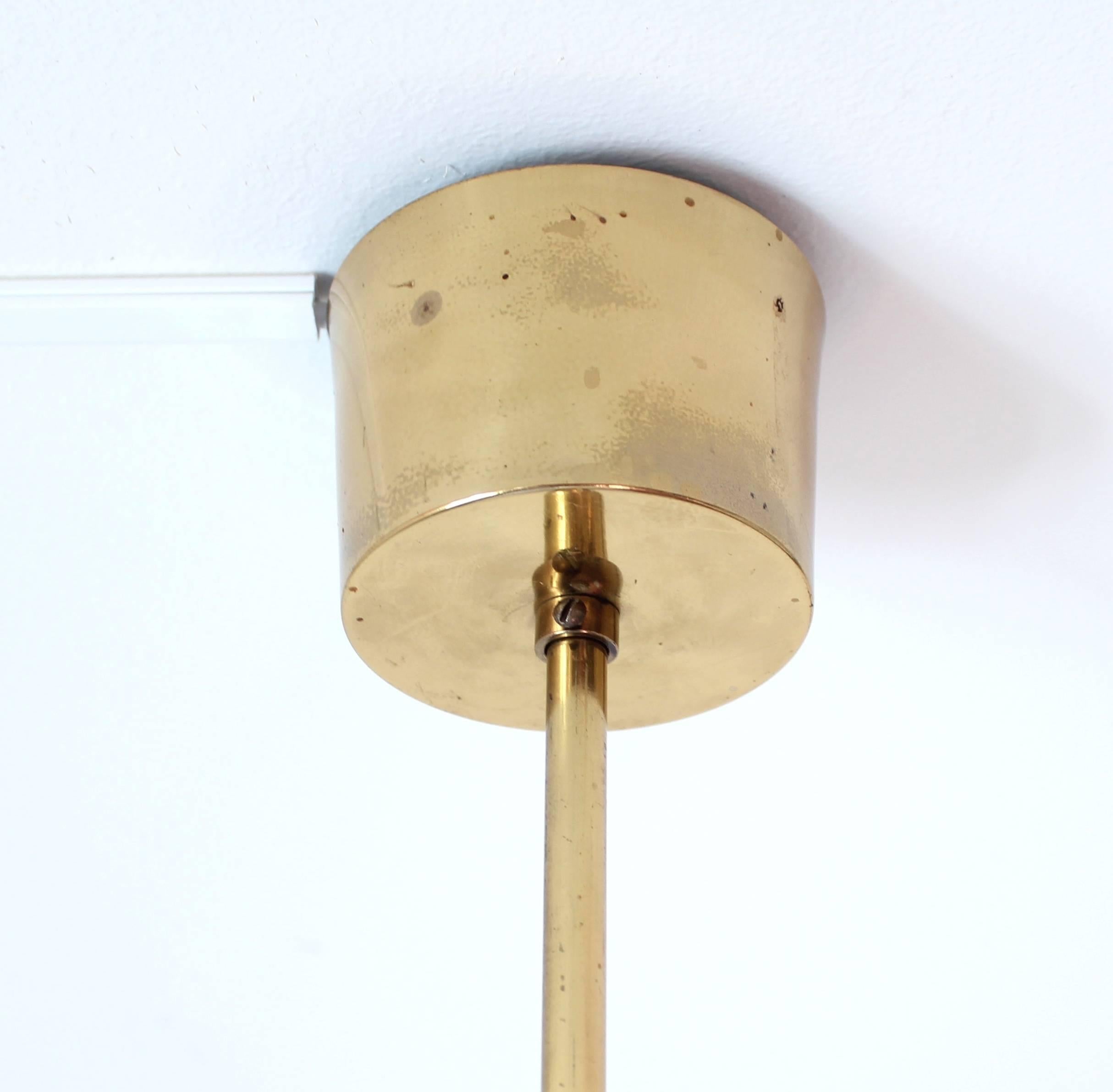 Swedish Rare Glass and Brass Pendant by Carl Fagerlund for Orrefors, 1960s