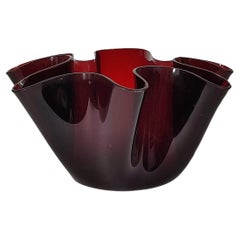 Seltene Cartoccio-Vase aus rubinrotem Glas von Fontana Arte