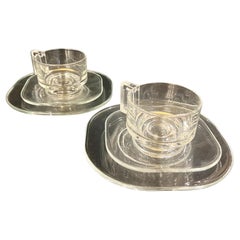 Rare Glass Coffee/Tea Set with Dessert Plate by Joe Colombo for Arno