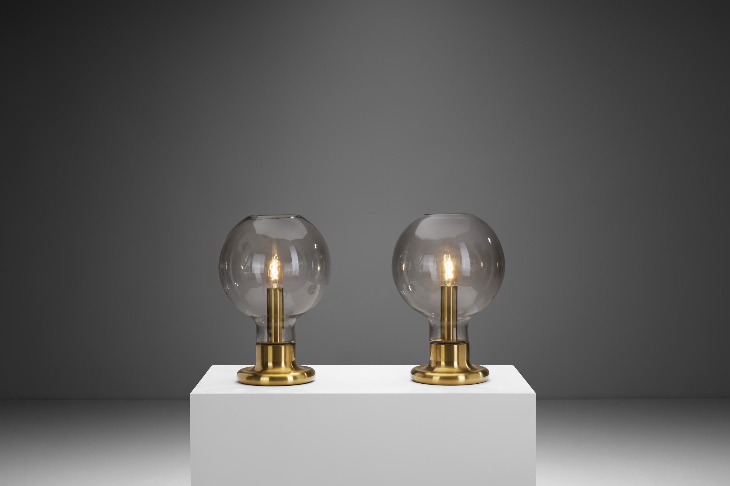 Late 20th Century Rare Glass Dome Table Lamps by Cosack Leuchten, Germany 1970s For Sale