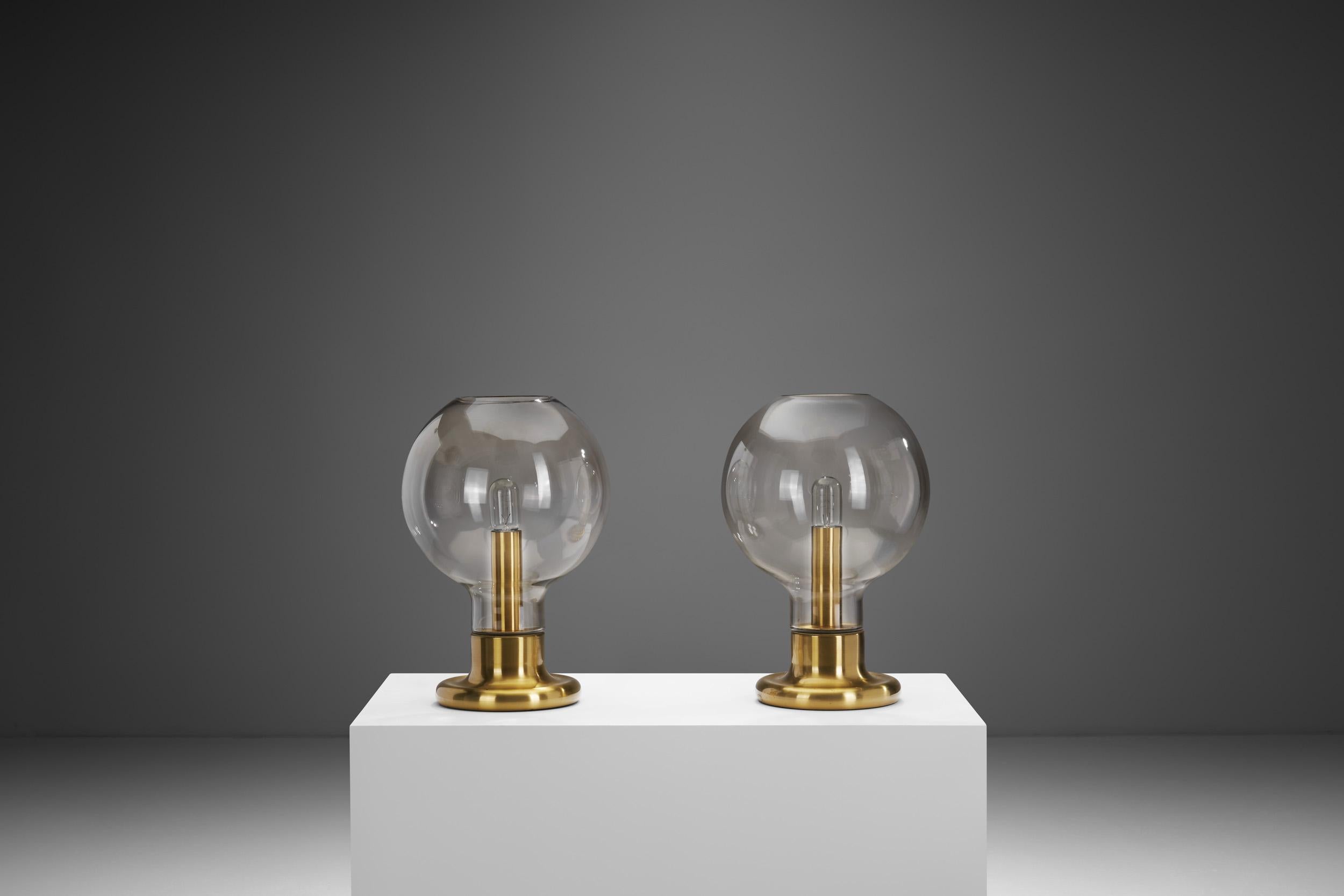 Brass Rare Glass Dome Table Lamps by Cosack Leuchten, Germany 1970s For Sale