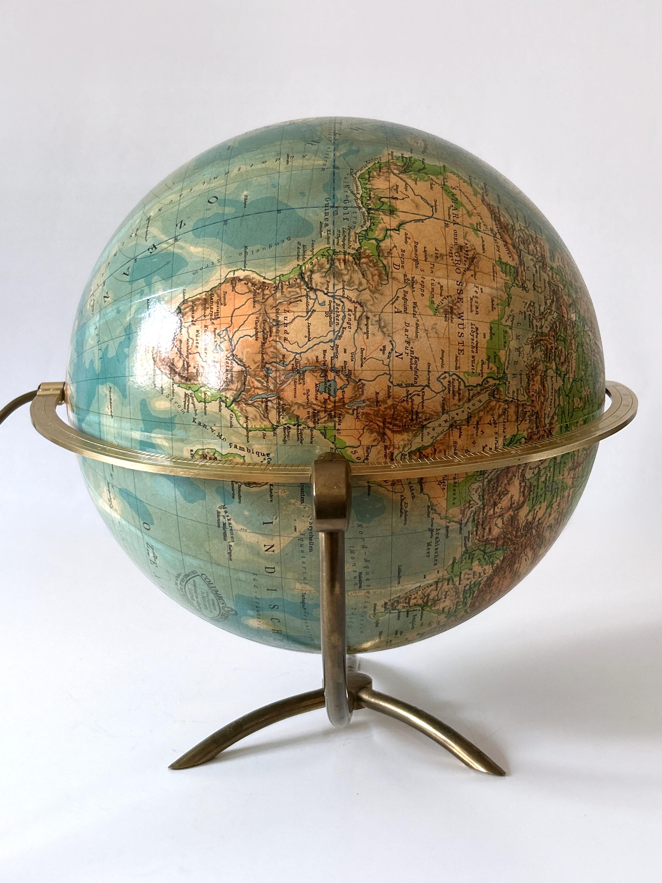 Lampada da tavolo o globo terrestre in vetro raro di Columbus Verlag - Paul Oestergaard 1960 in vendita 7