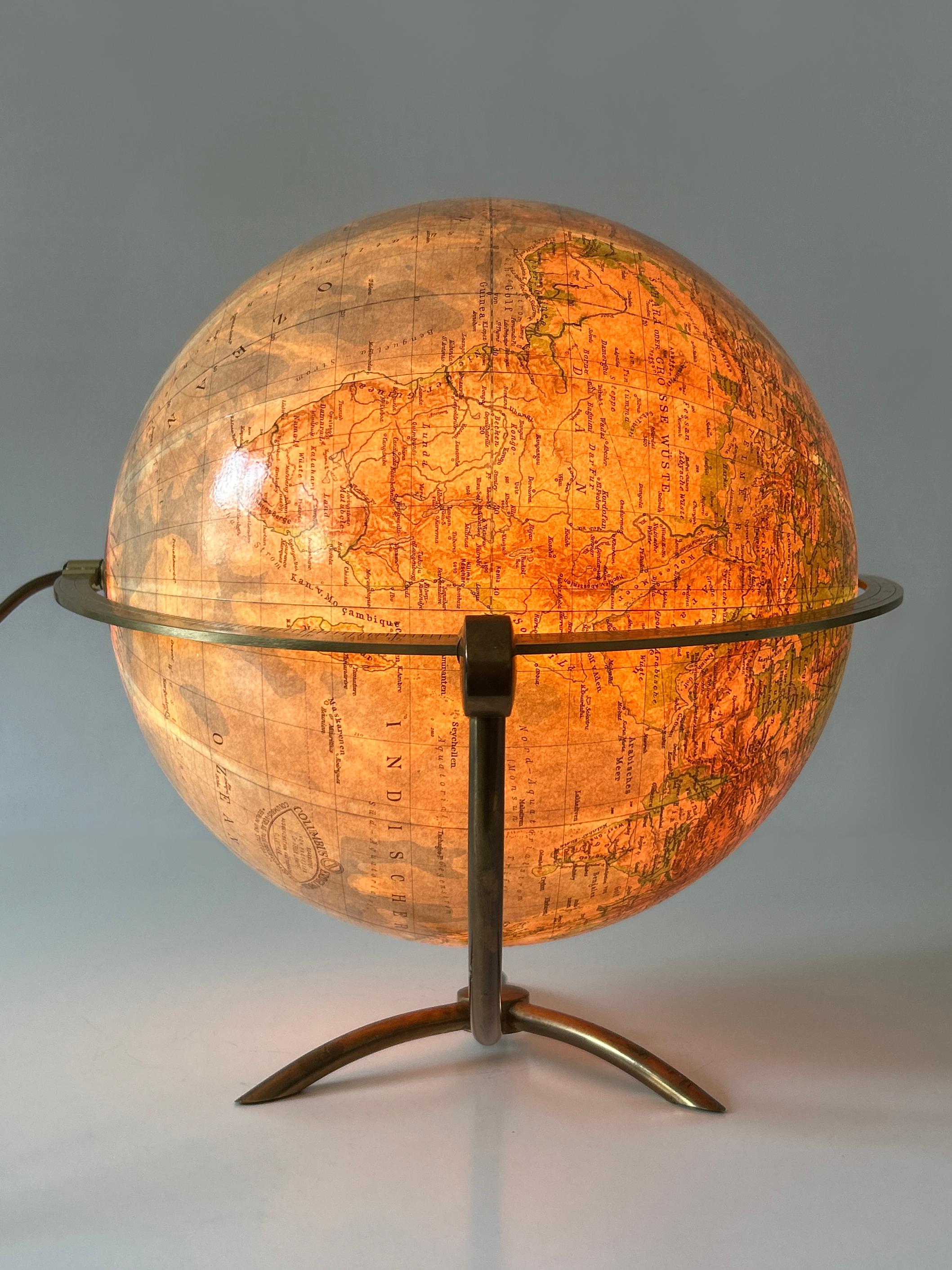 Lampada da tavolo o globo terrestre in vetro raro di Columbus Verlag - Paul Oestergaard 1960 in vendita 8