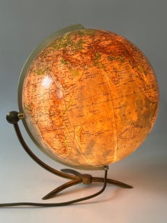 Rare Glass Earth Globe or Table Lamp by Columbus Verlag - Paul Oestergaard 1960s