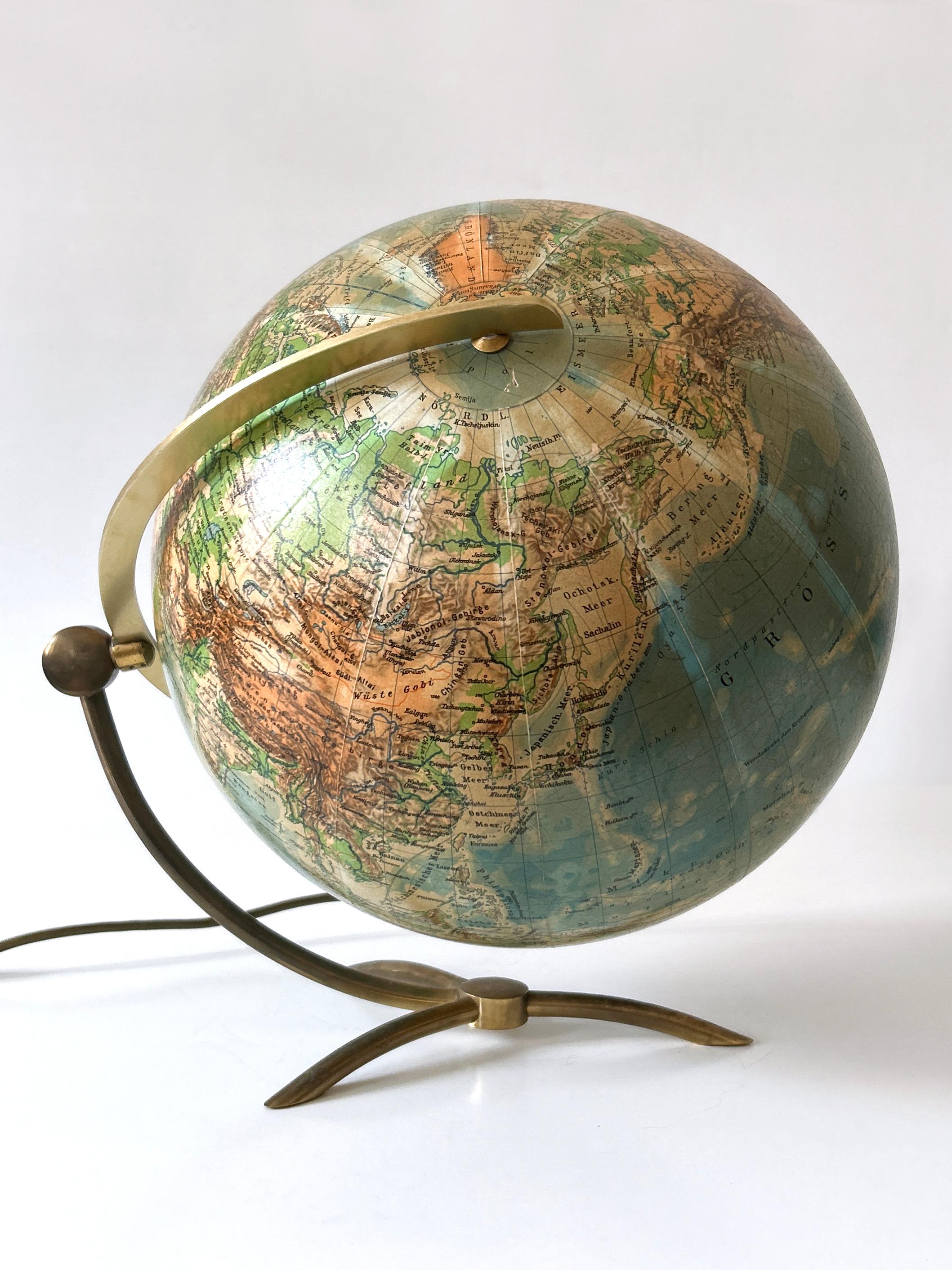 Metà XX secolo Lampada da tavolo o globo terrestre in vetro raro di Columbus Verlag - Paul Oestergaard 1960 in vendita