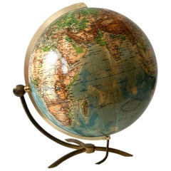 Lampada da tavolo o globo terrestre in vetro raro di Columbus Verlag - Paul Oestergaard 1960
