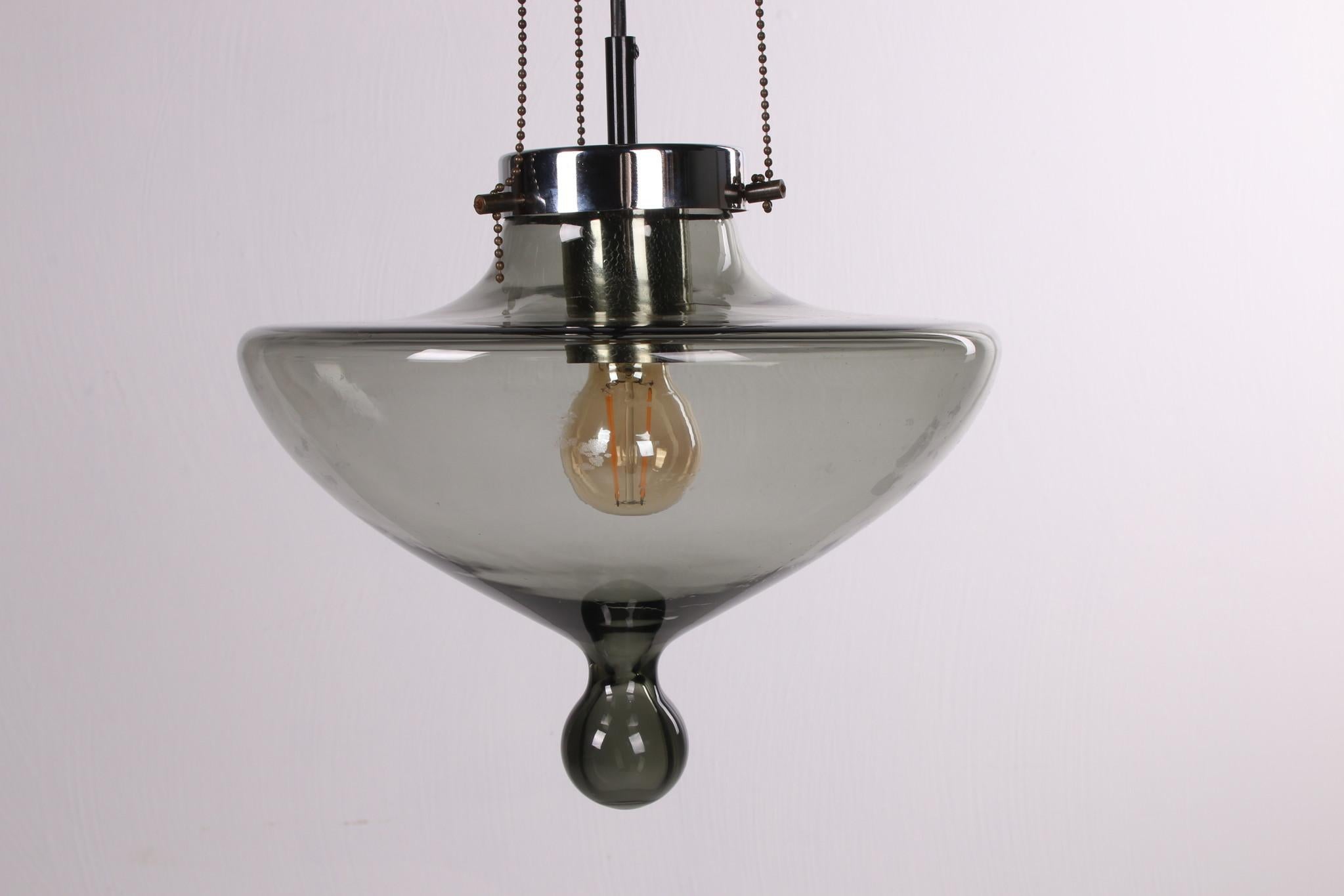 Rare Glass Hanging Lamp High Chaparral by Raak, 1970s For Sale 1