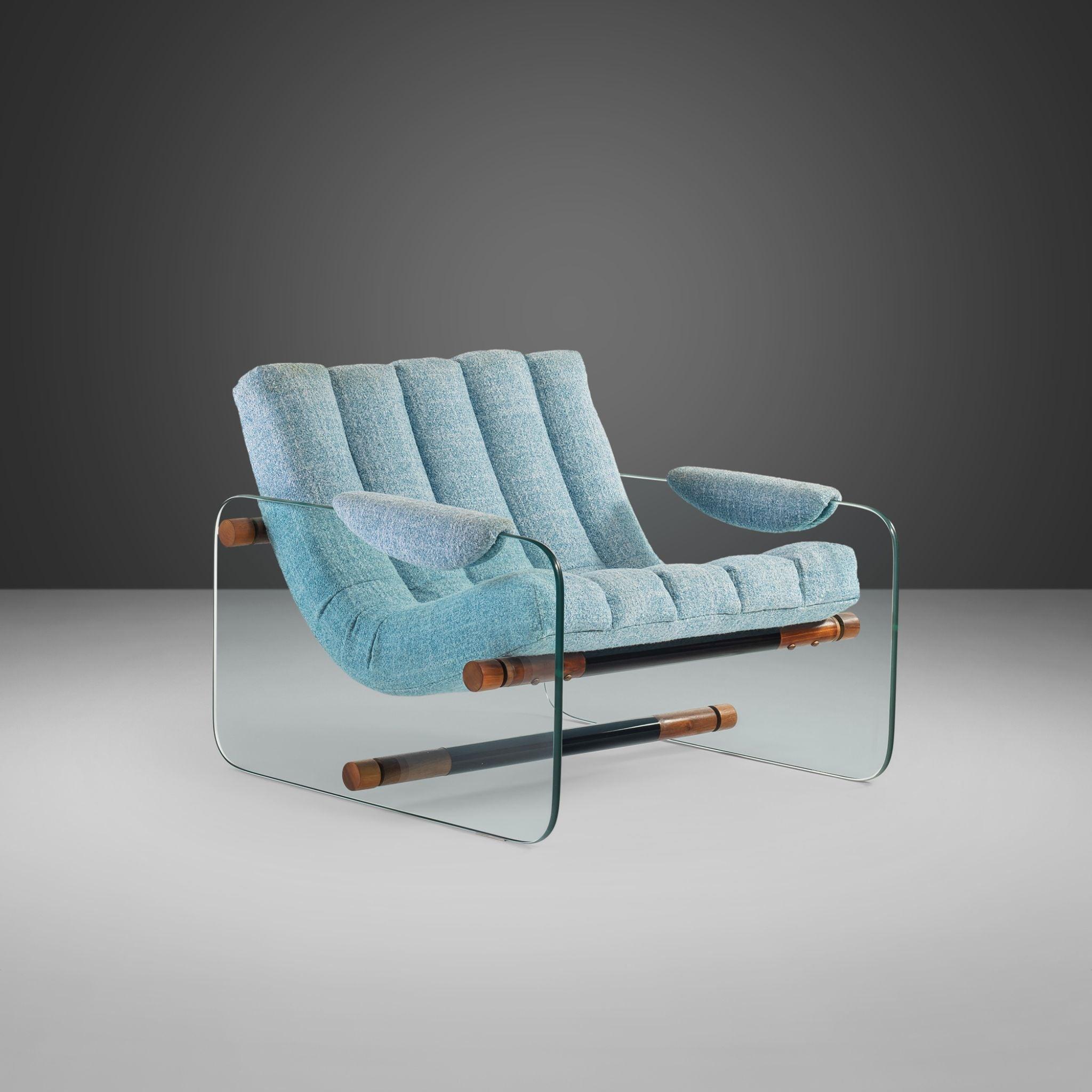American Glass Lounge Chair After Fabio Lenci by Adrian Pearsall Craft Associates, 1970's