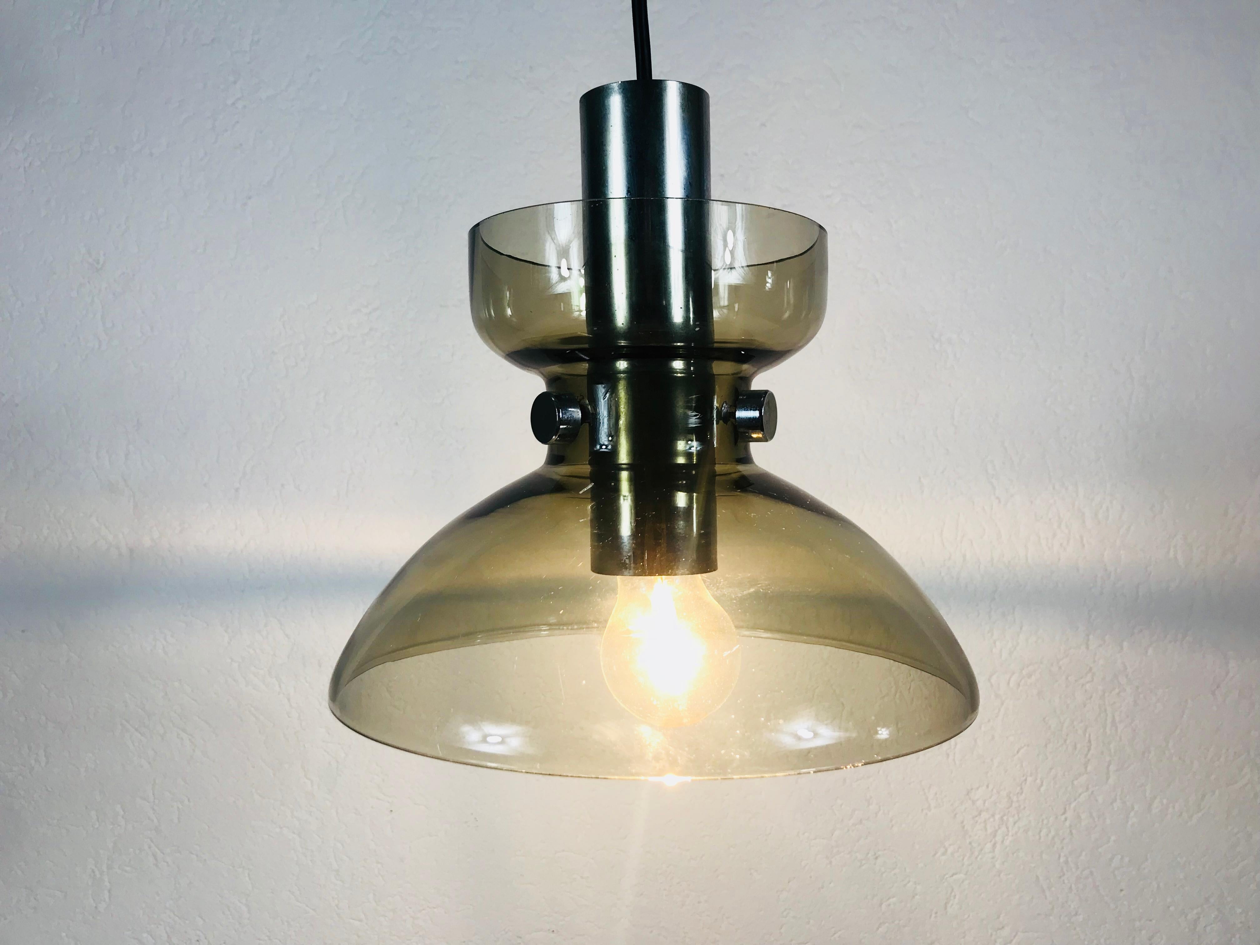 Rare Glass Pendant Lamp by Limburg, 1970s For Sale 4