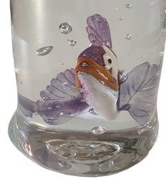 Rare Glass Sculpture of A Purple Clownfish in a Water Bag by Brian J. Kelk