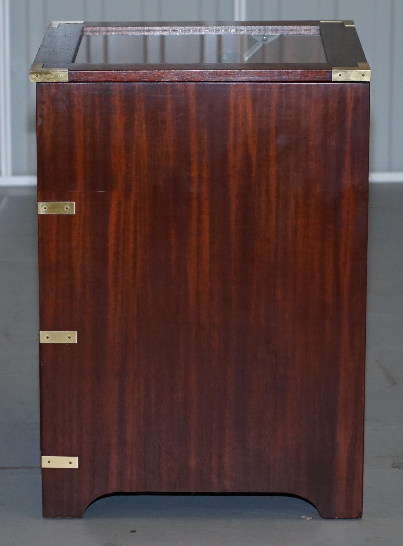 Rare Glass Top Display Case Military Campaign Side End Table Chest of