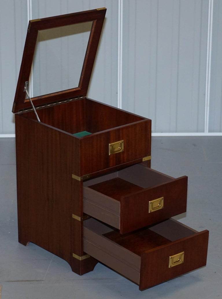 Rare Glass Top Display Case Military Campaign Side End Table Chest of