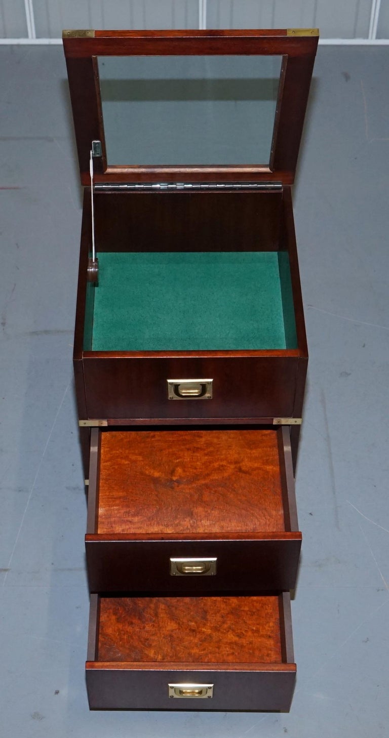 Rare Glass Top Display Case Military Campaign Side End Table Chest of