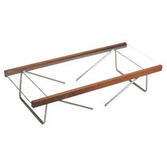 Rare Glass + Wood Adjustable Coffee Table by Bill Lam