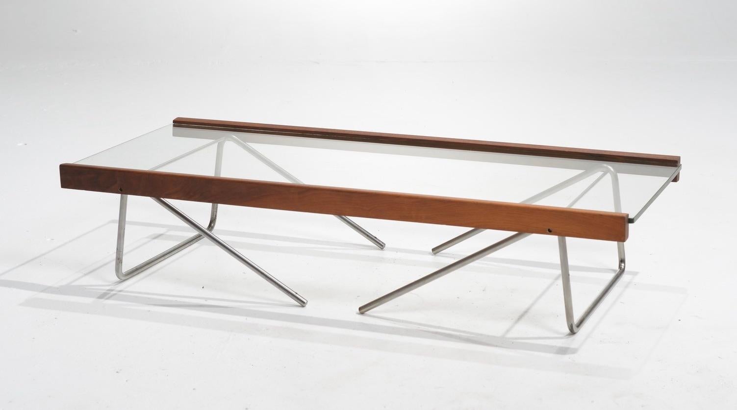 Mid-Century Modern Rare Glass + Wood Adjustable Coffee Table by Bill Lam For Sale