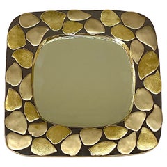 Rare glazed ceramic mirror " Pétales" Mithé Espelt, circa 1990.
