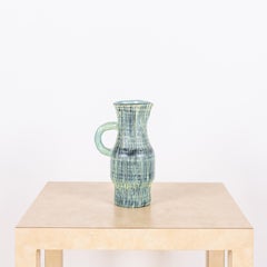 Rare Glazed Turquoise Ceramic Accolay Pitcher