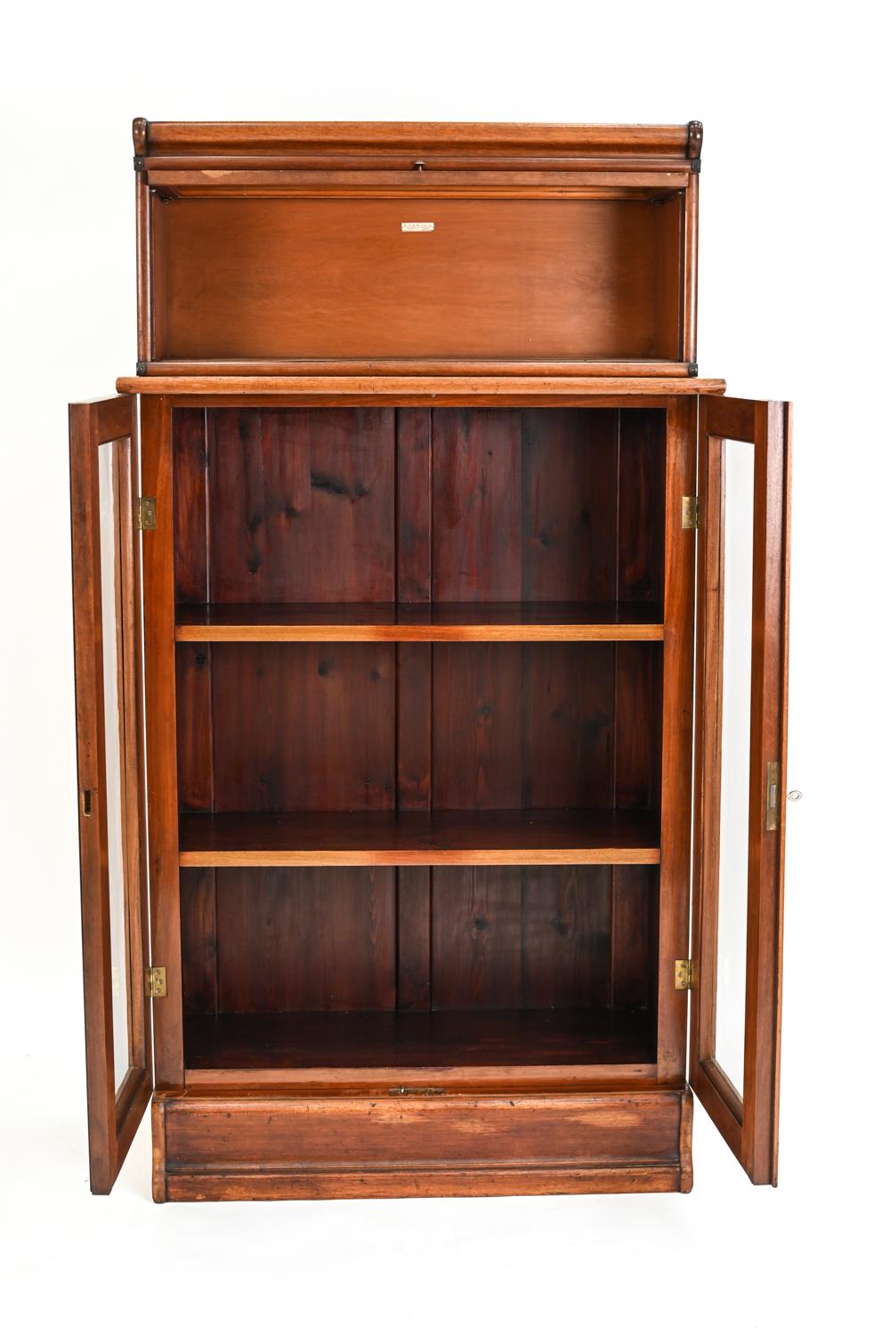 Metal Rare Globe Wernicke Mahogany Barrister Bookcase Cabinet, c. 1910's