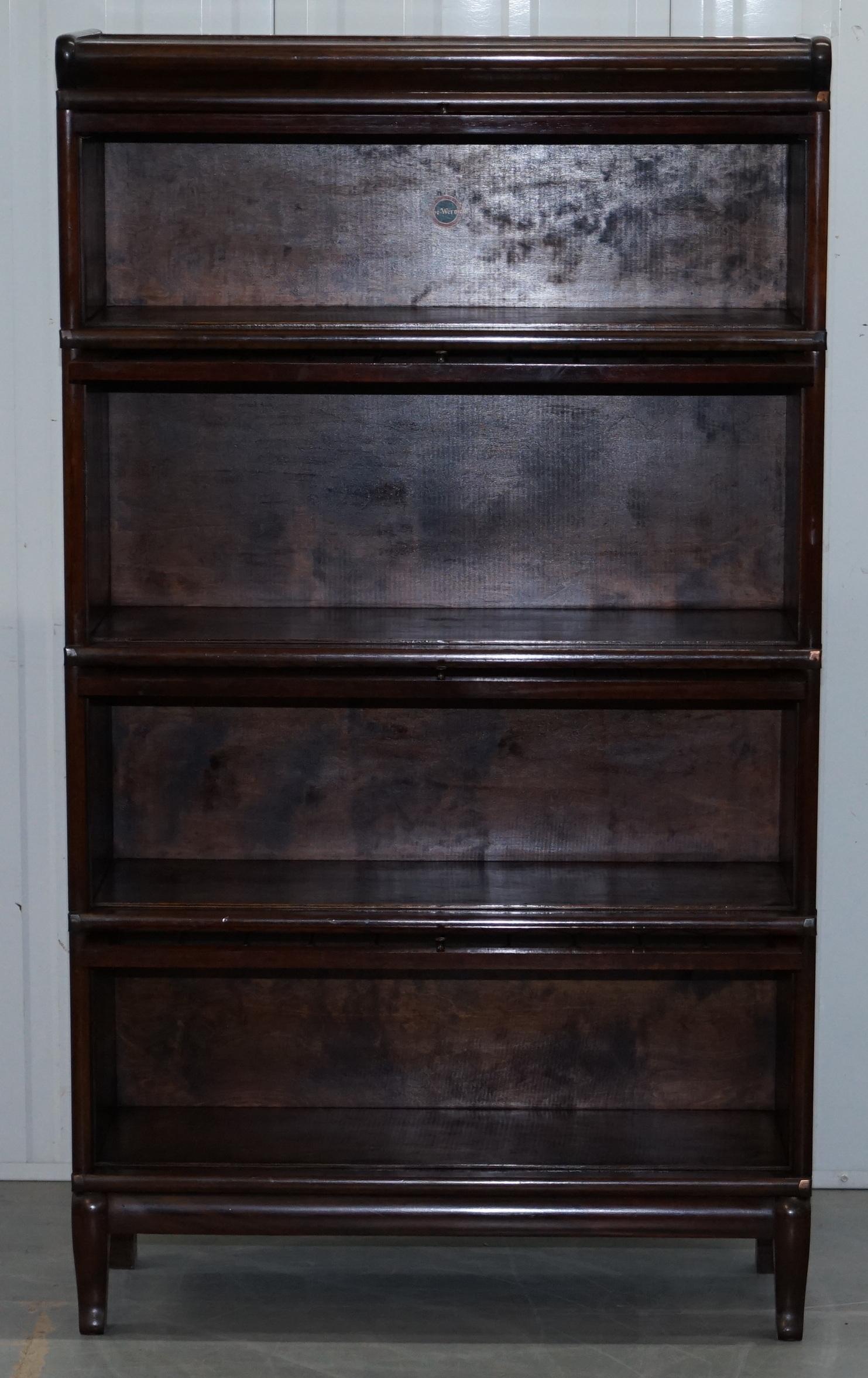 Rare Globe Wernicke Mahogany & Lead Lined Glass Legal Stacking Library Bookcase 12