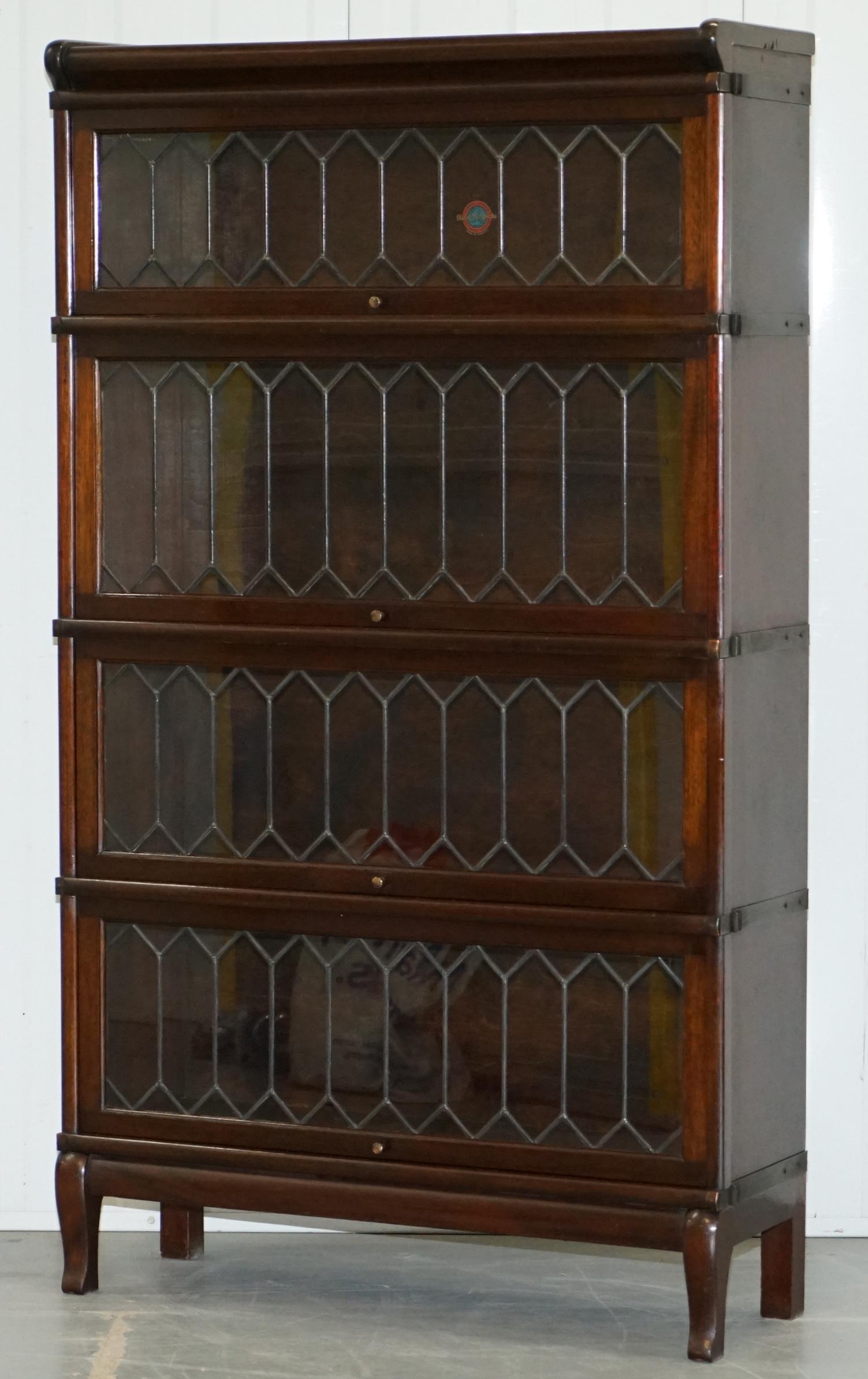 Victorian Rare Globe Wernicke Mahogany & Lead Lined Glass Legal Stacking Library Bookcase