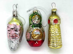 Rare Gnome, Matryoshka and Lighthouse Christmas Ornament Vintage