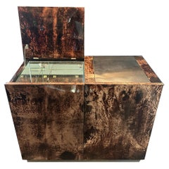 Seltener Barschrank aus Ziegenleder von Aldo Tura, Italien 1970er Jahre