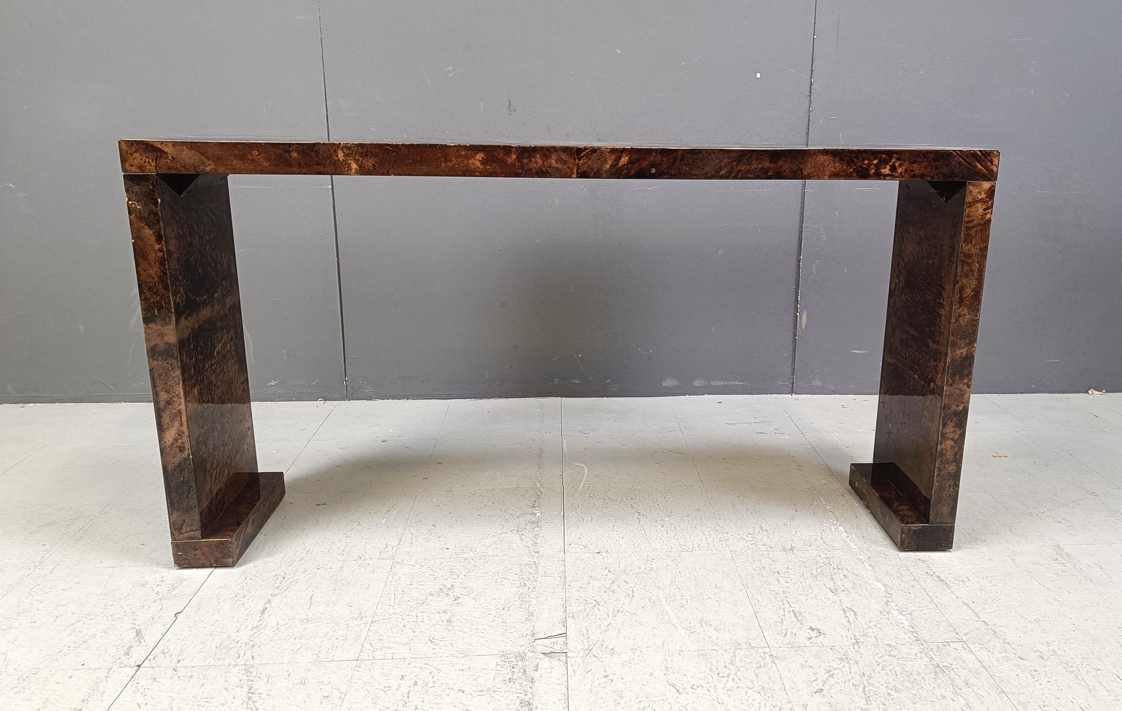 Rara consola de pergamino de piel de cabra de Aldo Tura, años 60 Italiano