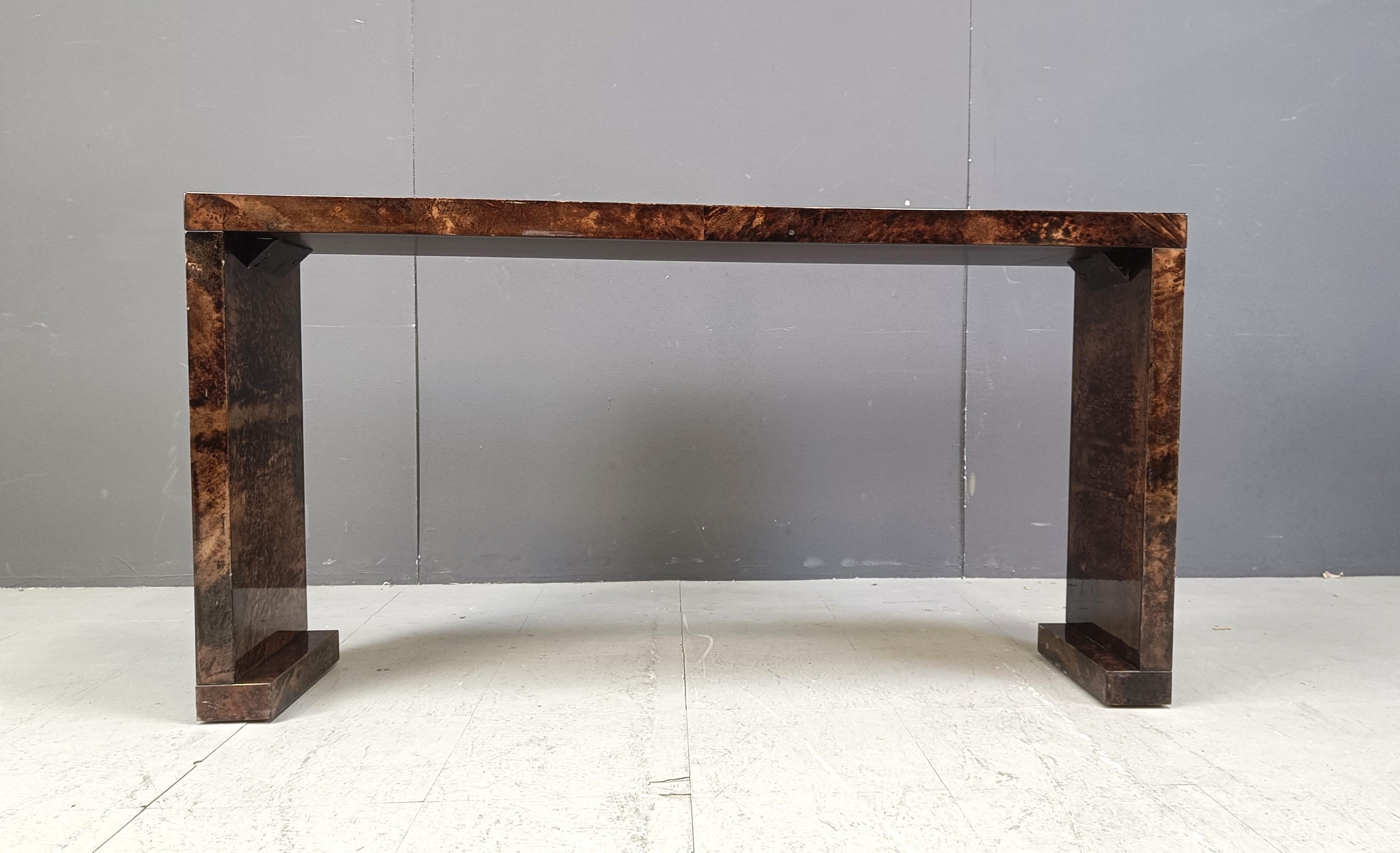 Rara consola de pergamino de piel de cabra de Aldo Tura, años 60 en Bueno Estado en Leuven, Vlaams Gewest