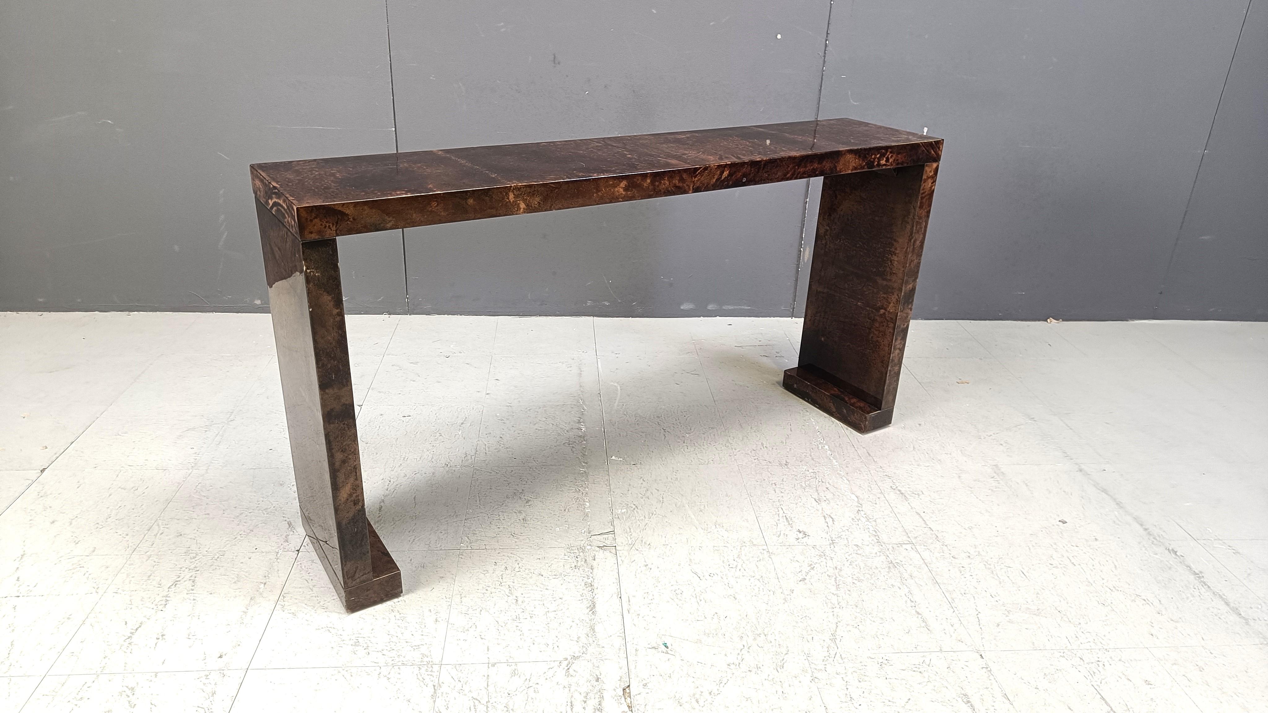 Rara consola de pergamino de piel de cabra de Aldo Tura, años 60 Piel de cabra
