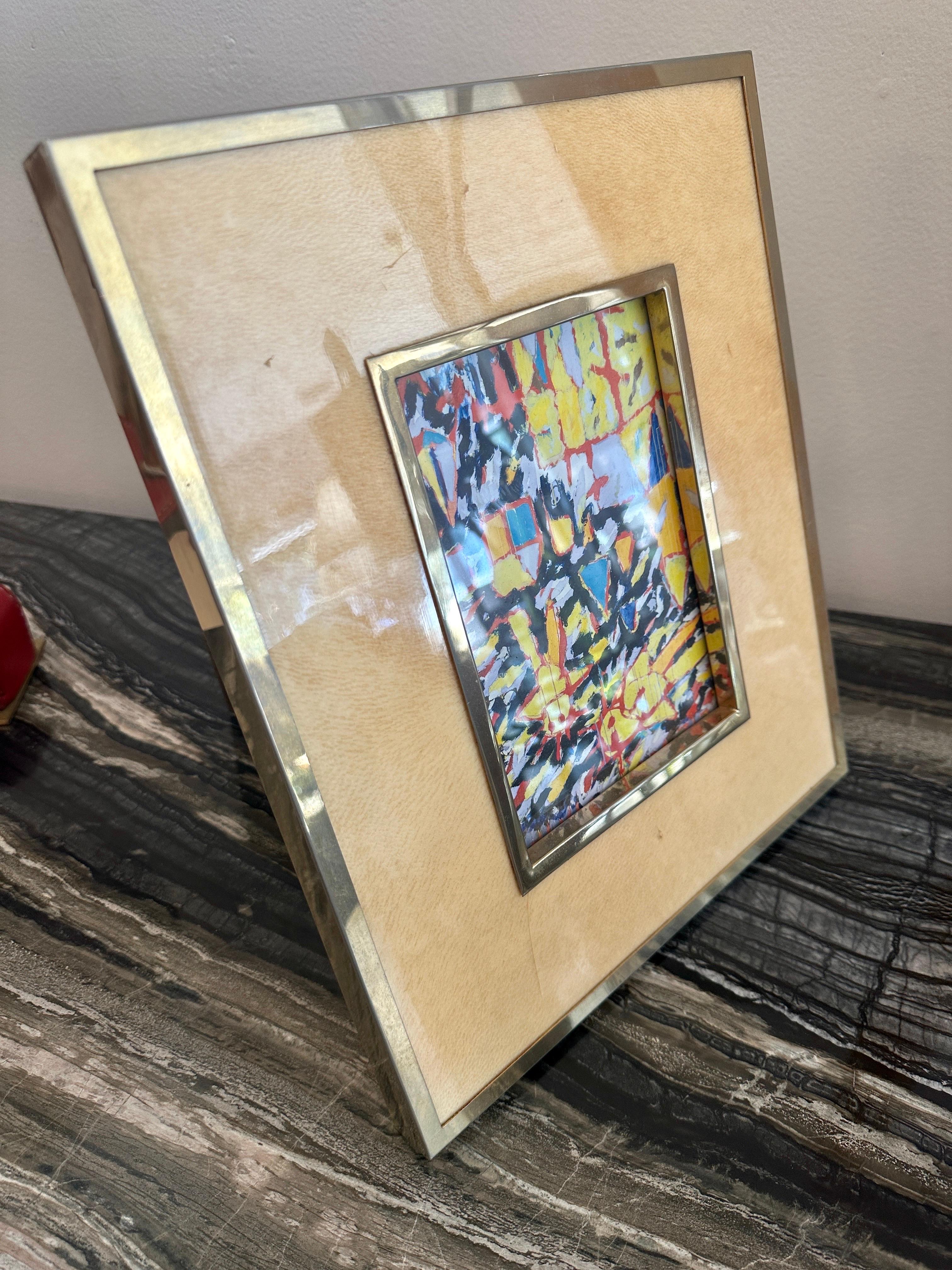 Mid-Century Modern Rare Goatskin Picture Frame by Aldo Tura For Sale