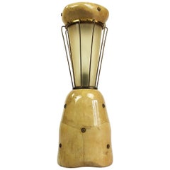 Rare Goatskin Wood and Brass Lamp by Aldo Tura, 1950s, Italy