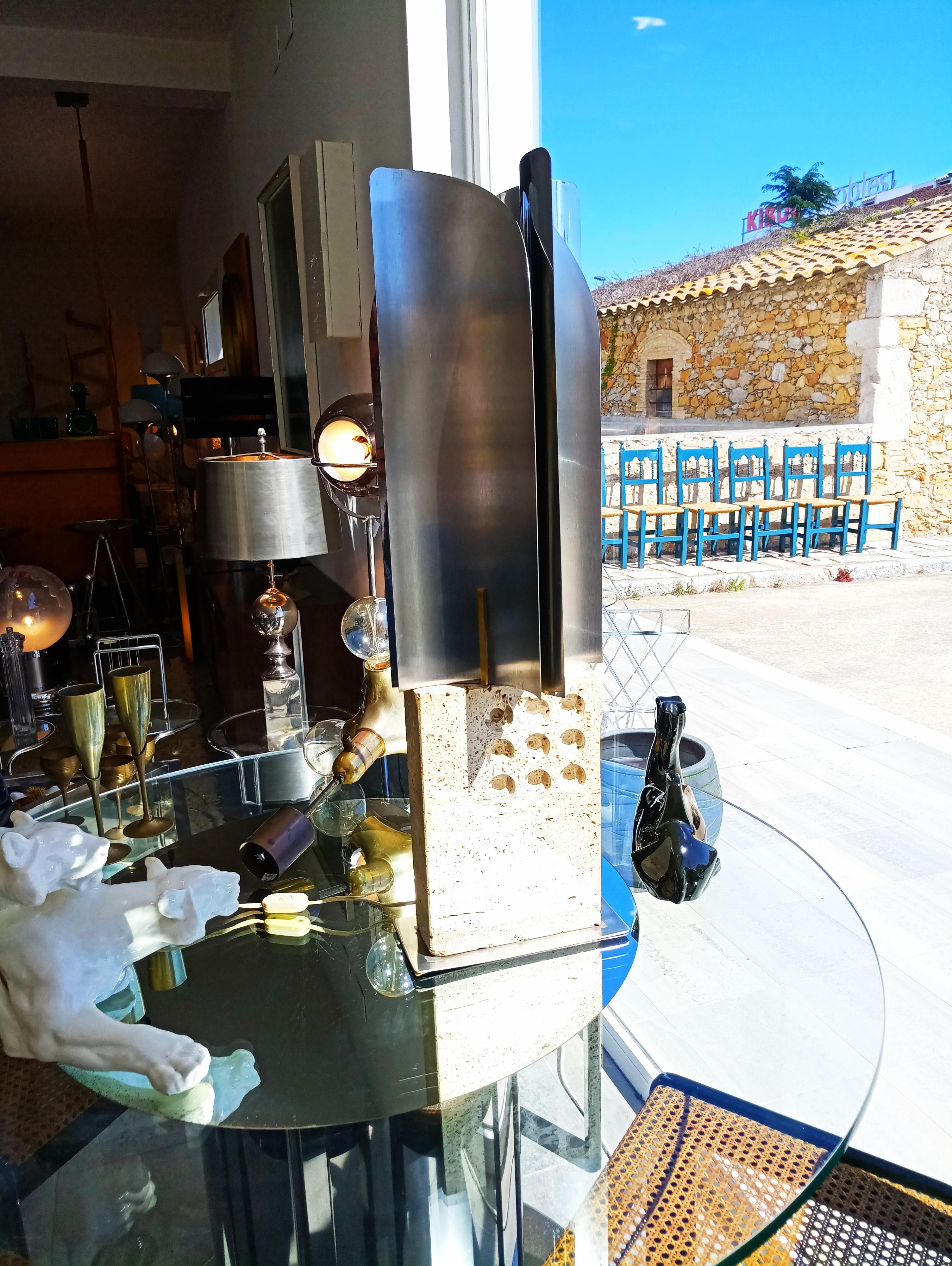 Rare Goffredo Reggiani Travertine Table Lamp, Italy, 1960s 5