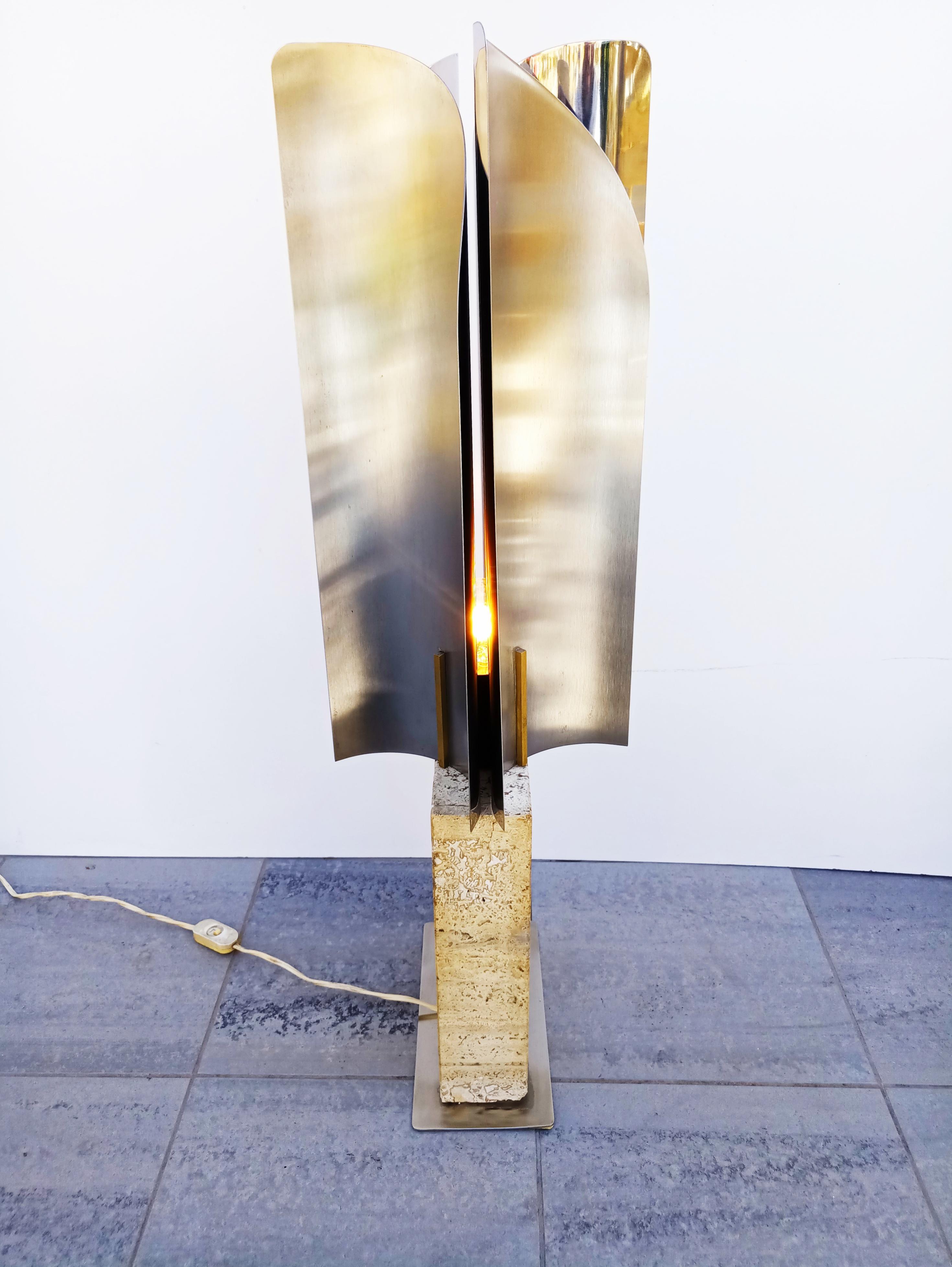 Rare Goffredo Reggiani Travertine Table Lamp, Italy, 1960s 2