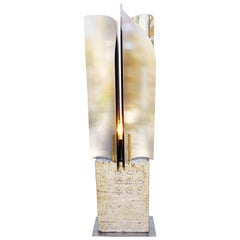 Rare Goffredo Reggiani Travertine Table Lamp, Italy, 1960s