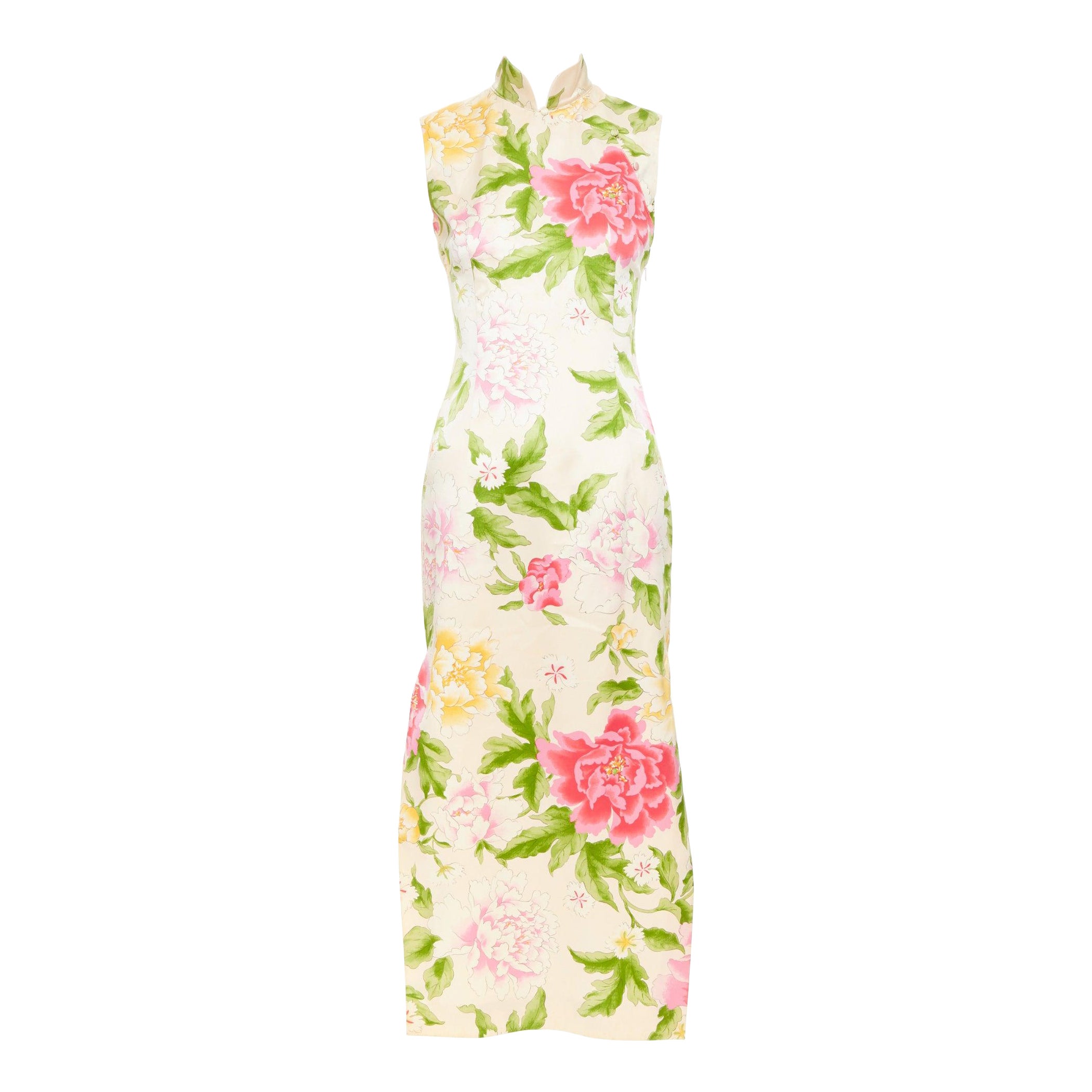 selten GOKAN KOBO Kenzo Takada Prototyp Pfingstrose Cheongsam Qipao Kleid FR36 S im Angebot