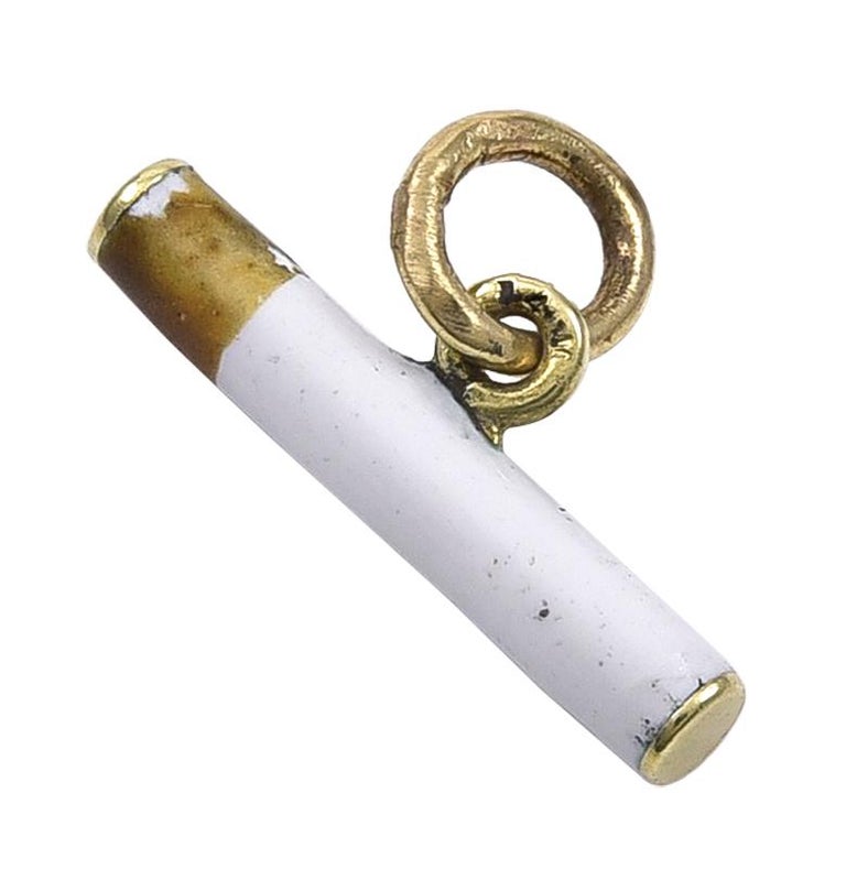 Rare Gold and Enamel Cigarette Charm at 1stDibs