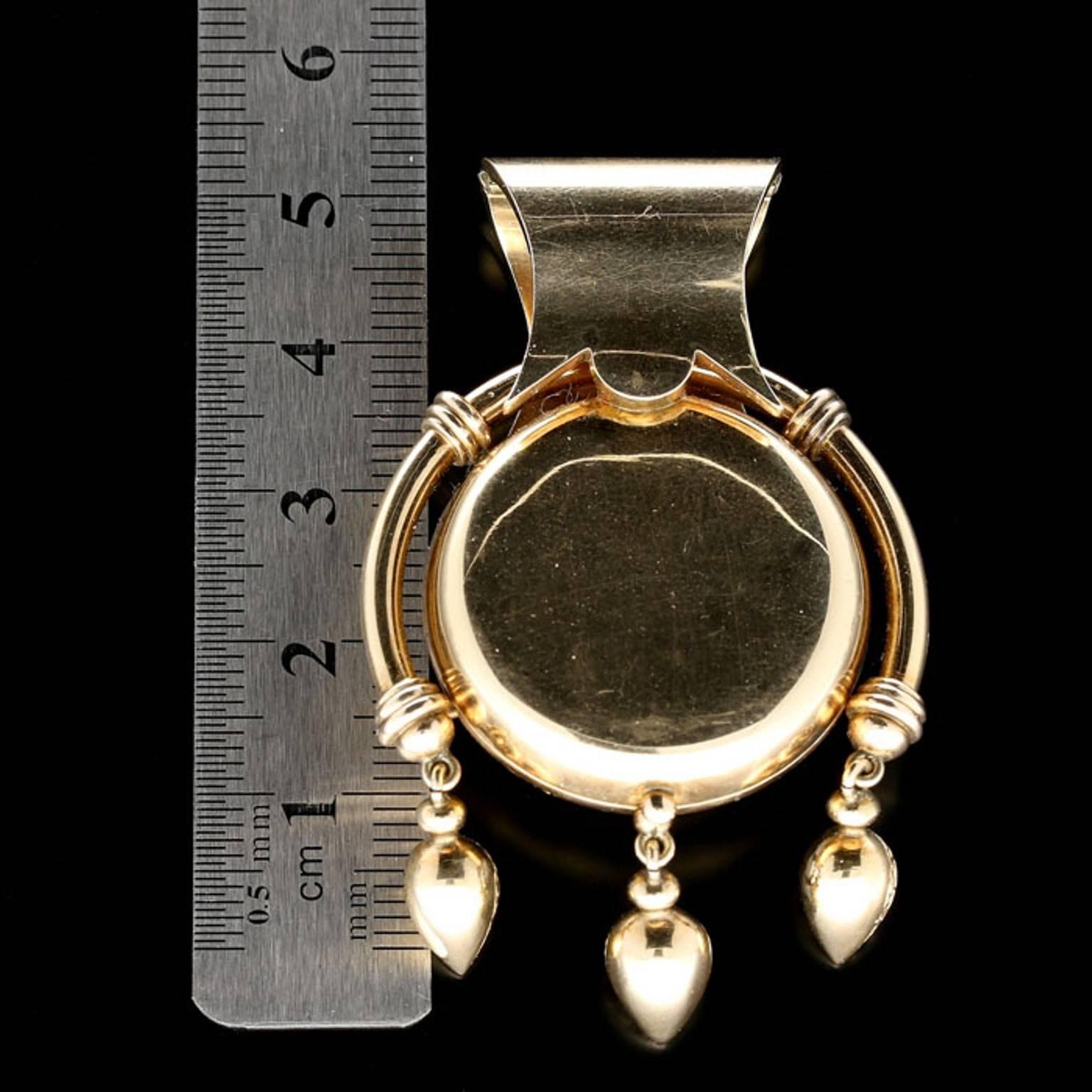 Women's or Men's Rare Gold and Scottish Hardstone Bulla-Style Pendant