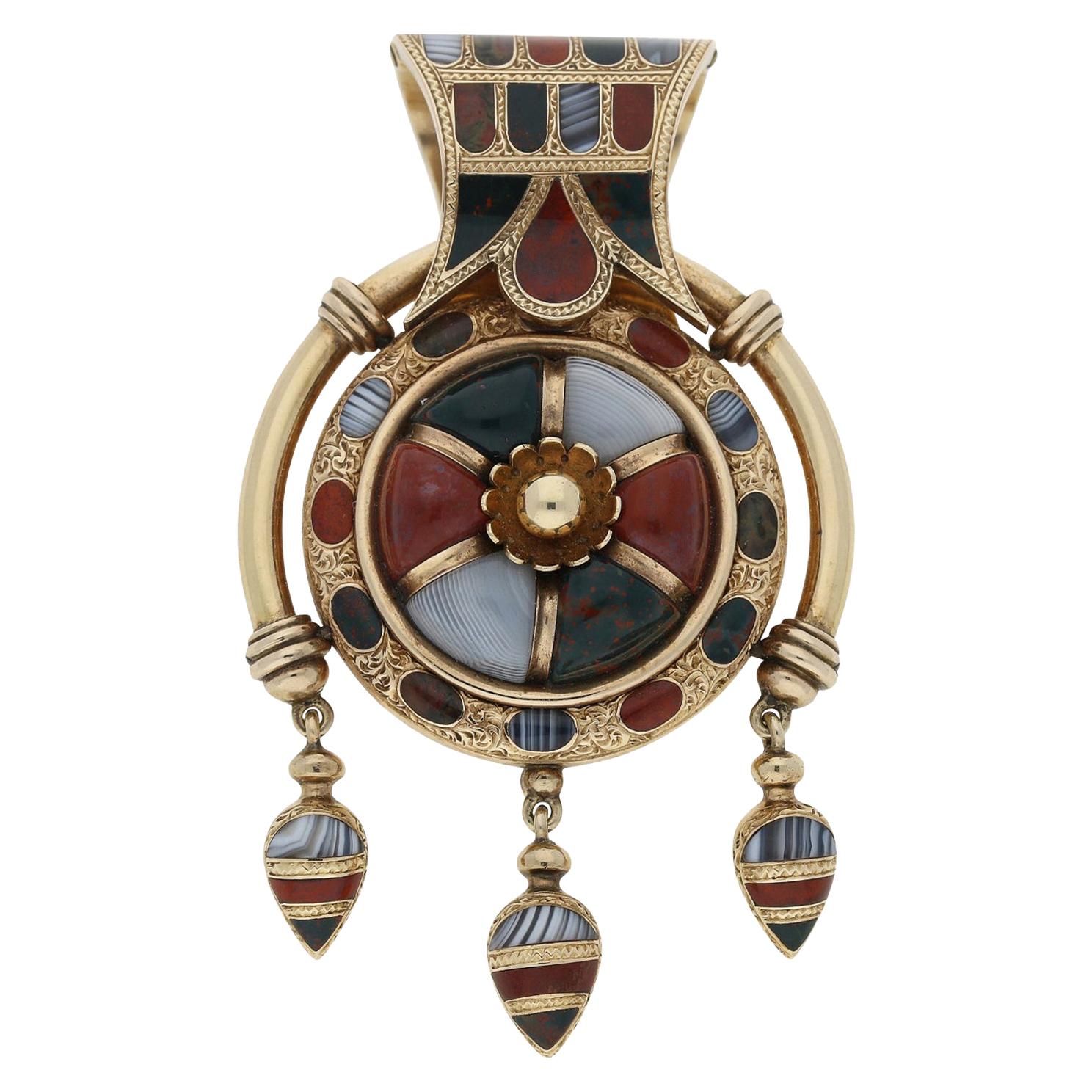 Rare Gold and Scottish Hardstone Bulla-Style Pendant