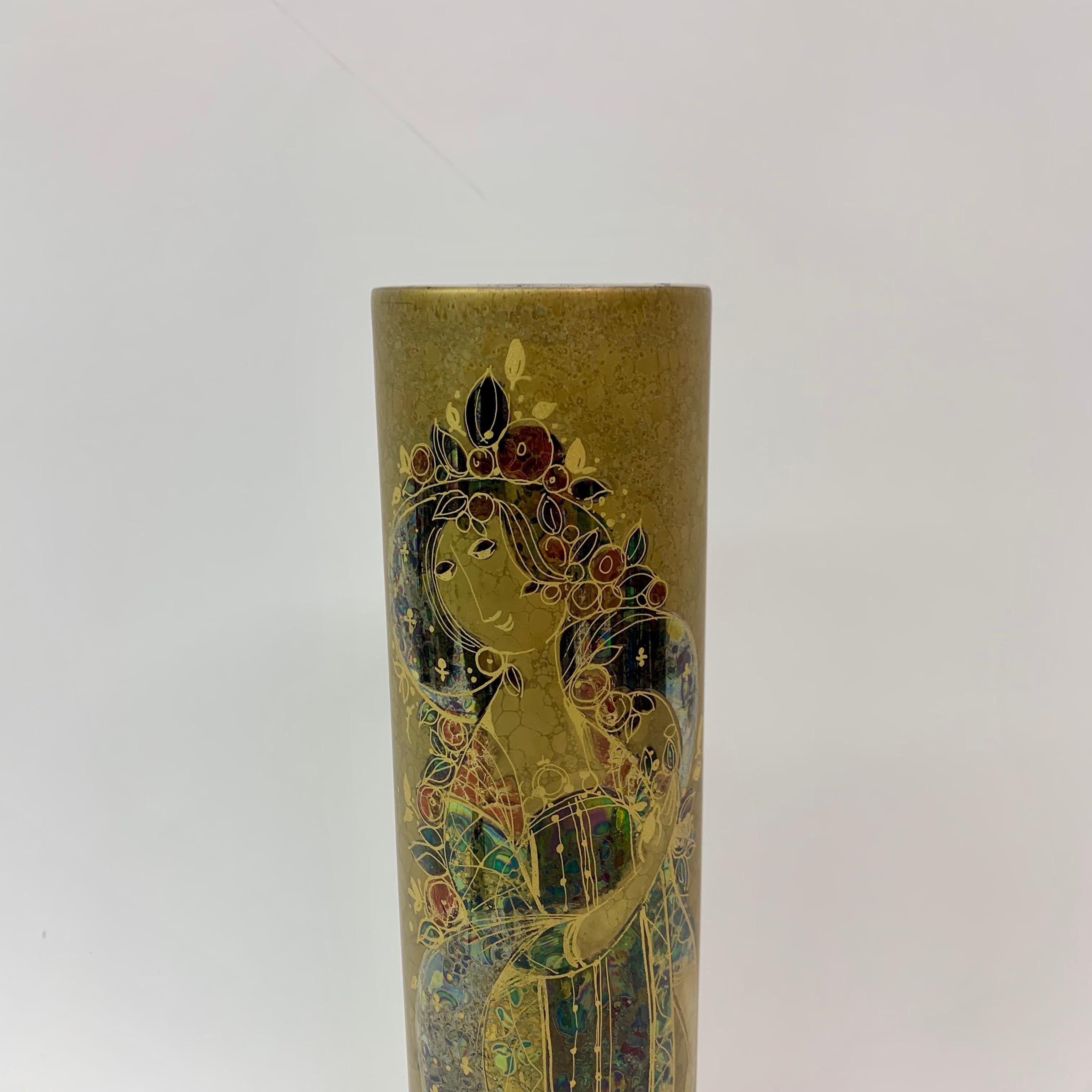 German Rare Gold Bjørn Wiinblad for Rosenthal Vase, 1970s For Sale