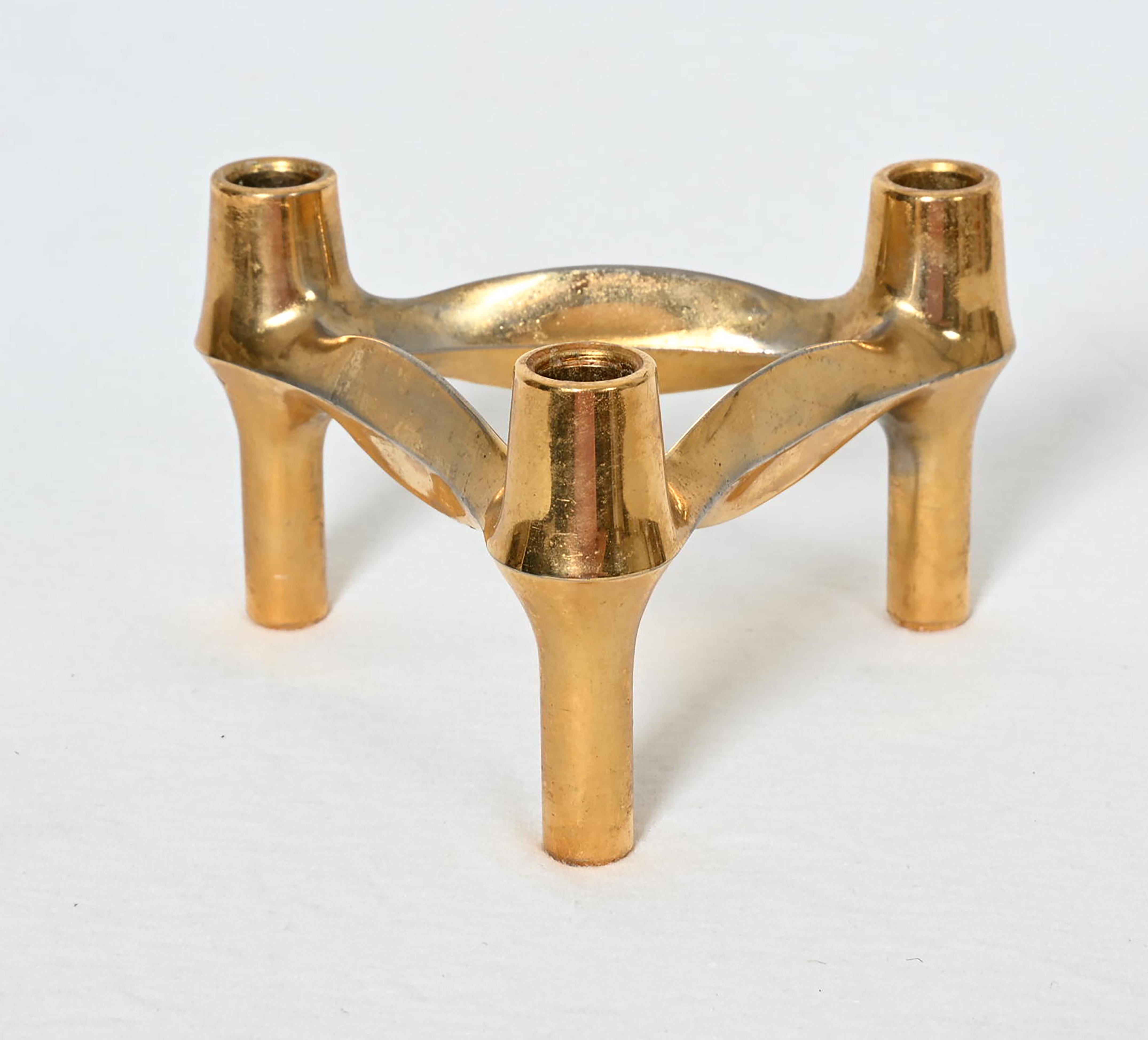 Rare Gold BMF Nagel Quist Variomaster Brutalist Stockable Modular Candleholder For Sale 1