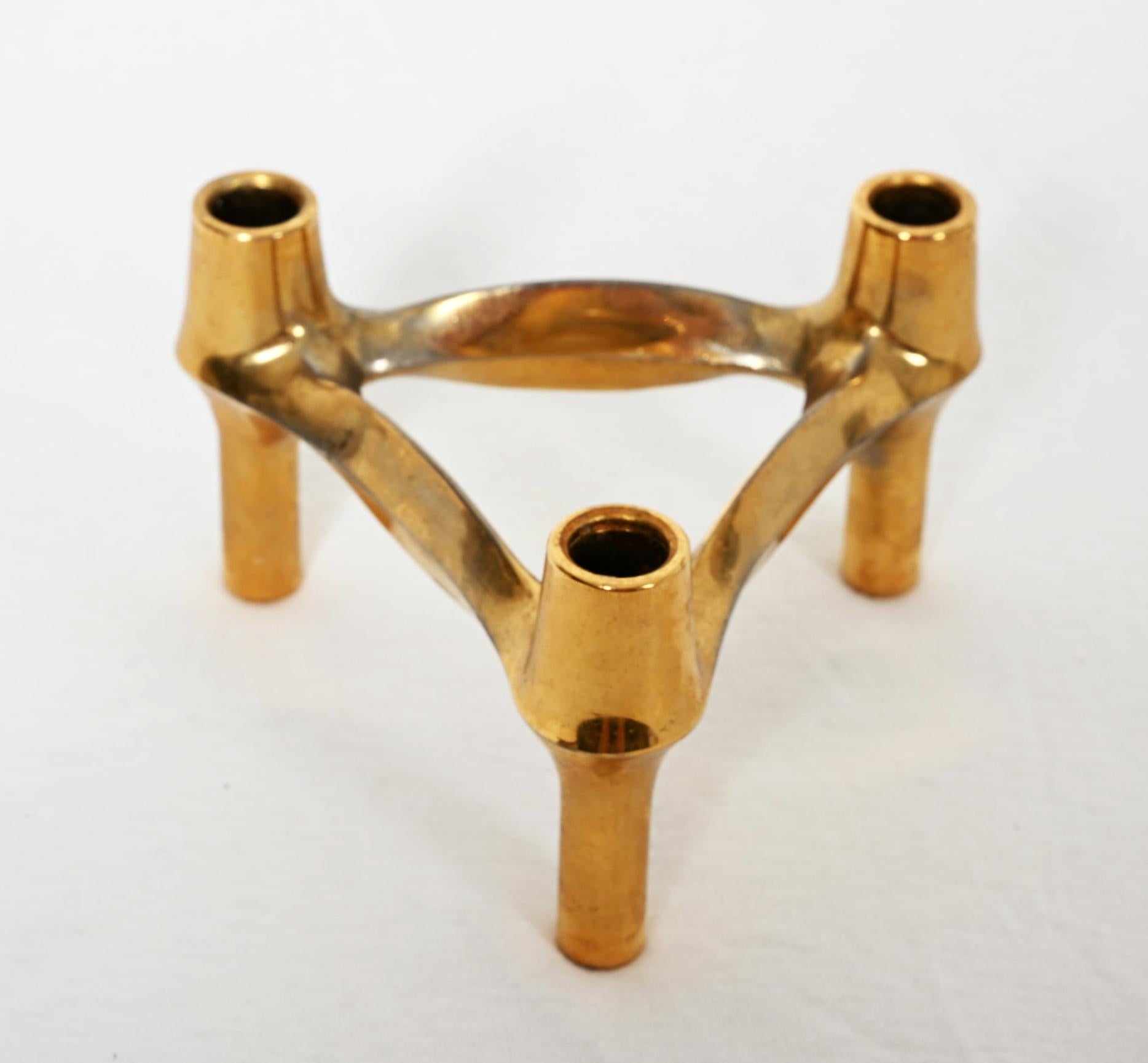 Rare Gold BMF Nagel Quist Variomaster Brutalist Stockable Modular Candleholder For Sale 2