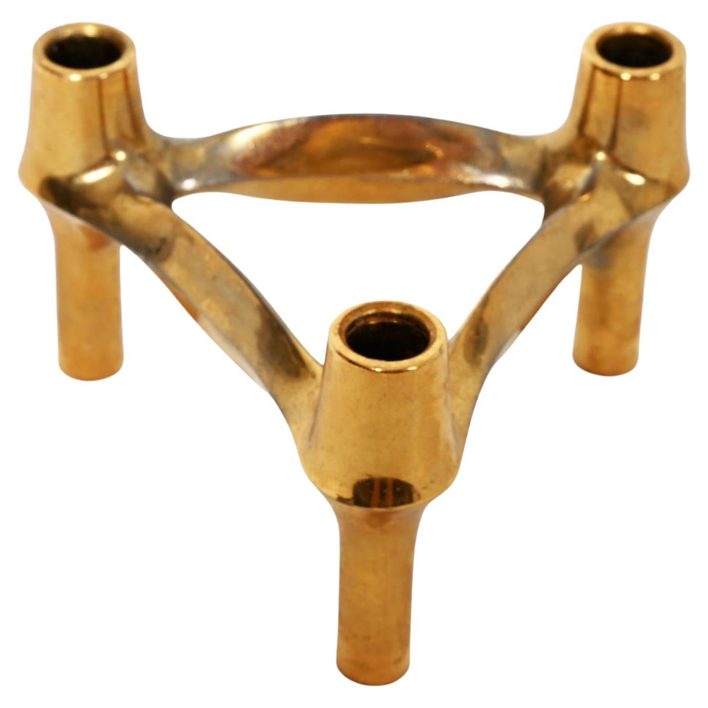 Rare Gold BMF Nagel Quist Variomaster Brutalist Stockable Modular Candleholder