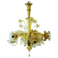Rare Gold Dust Murano Glass Chandelier from Barovier & Toso, Italy, 1940s