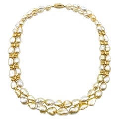 Rare Gold Heishi Pearls Necklace 18 Karat Gold