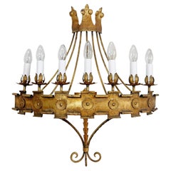 Rare Gold Spanish Ferro Wall Light Sconce of Large Scale