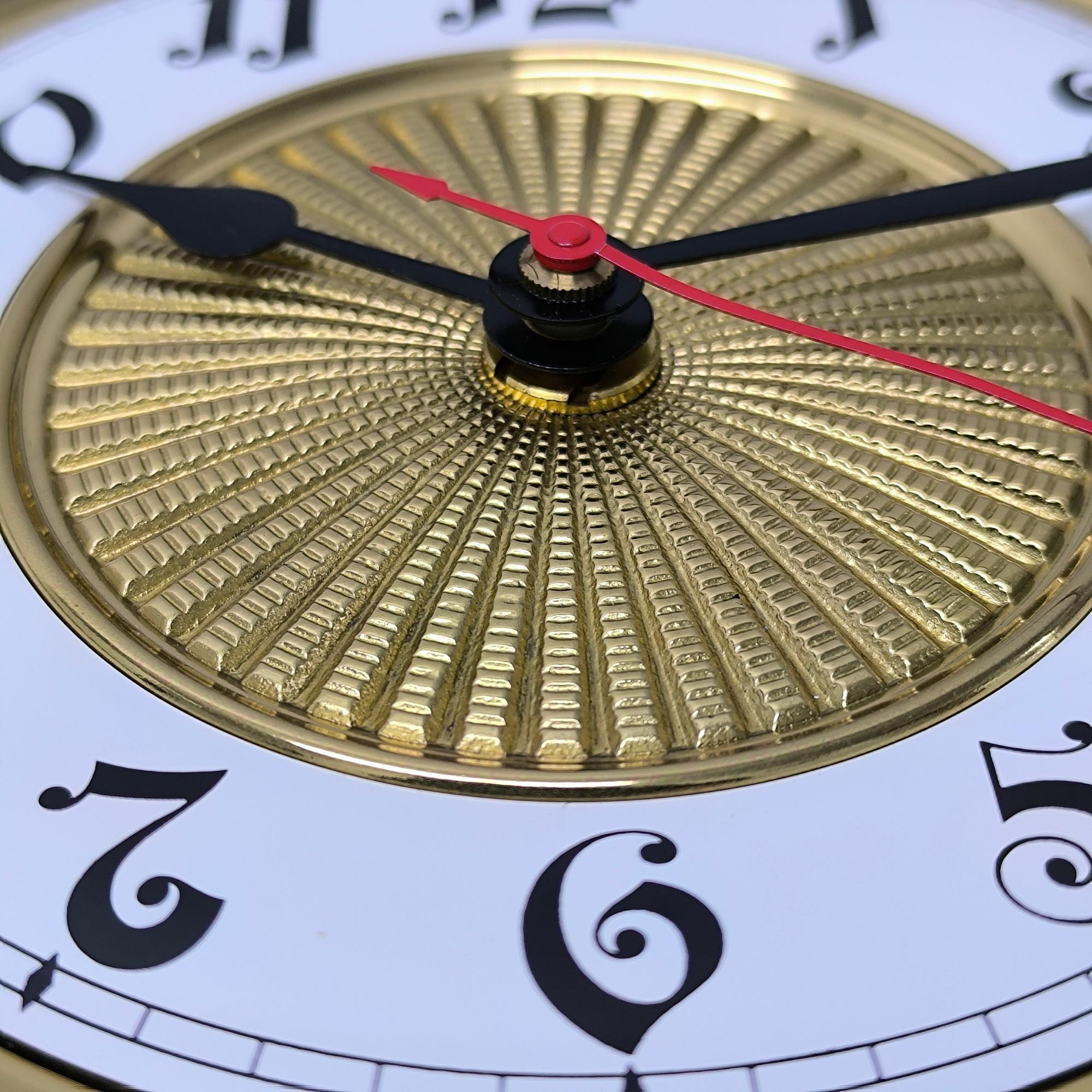 Rare Golden Junghans Gilt Brass Enamel Wall Clock with Original Quartz Movement For Sale 1